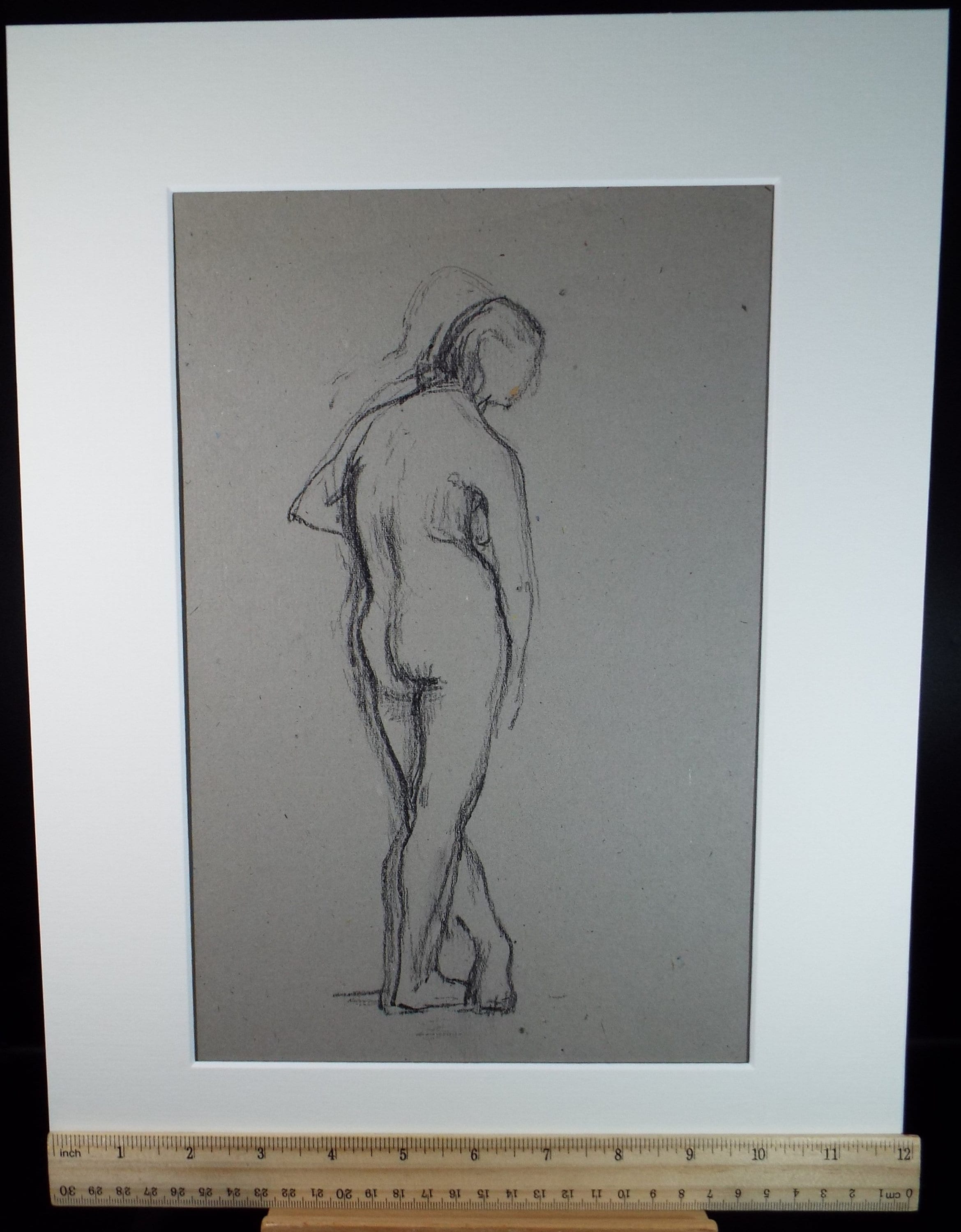 Original Pastel Sketch,'Nude from Rear', Hilda Burford (1887-1957), 1940's
