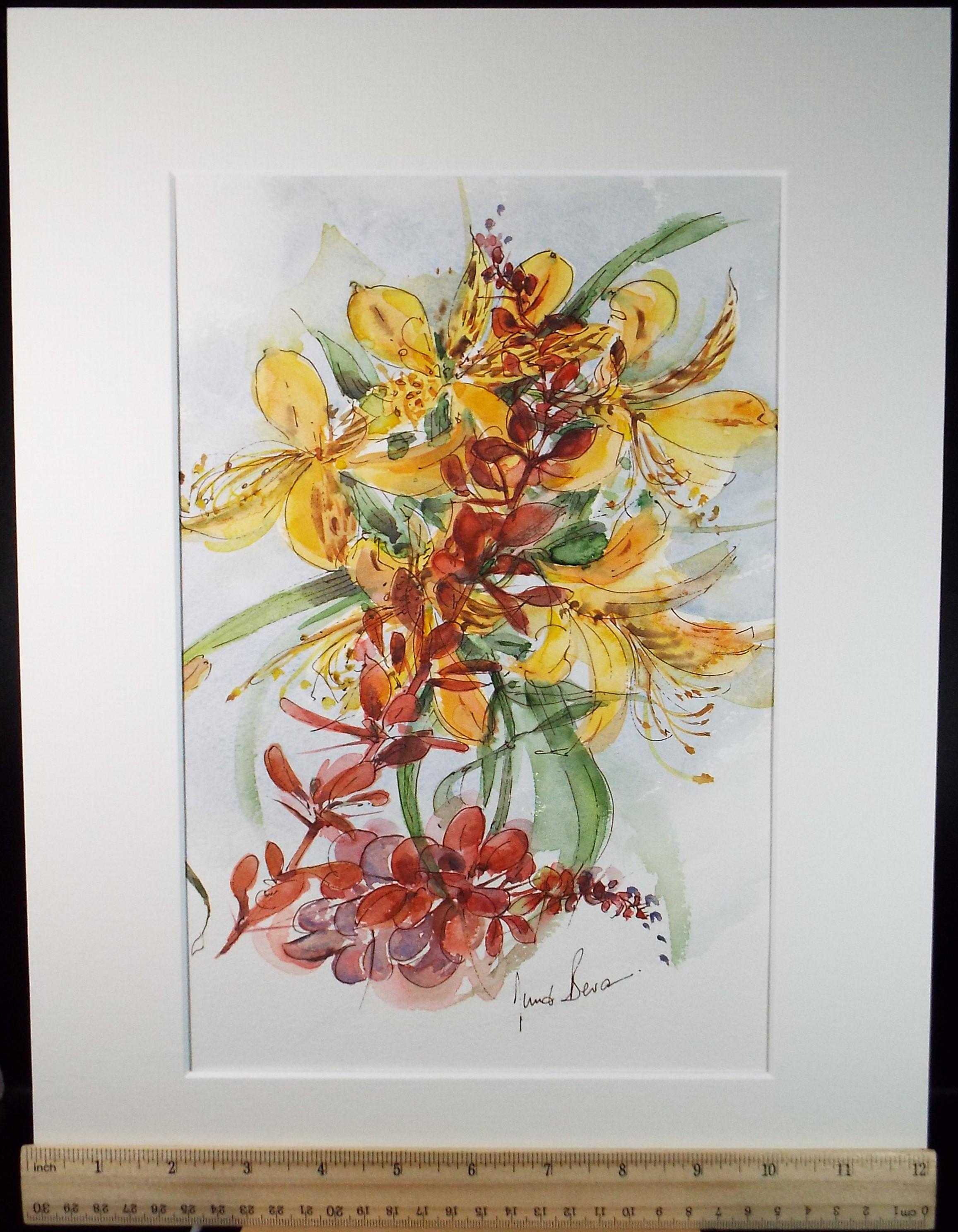 Original Watercolour,'Lily study', June Bevan, Circa 1990's