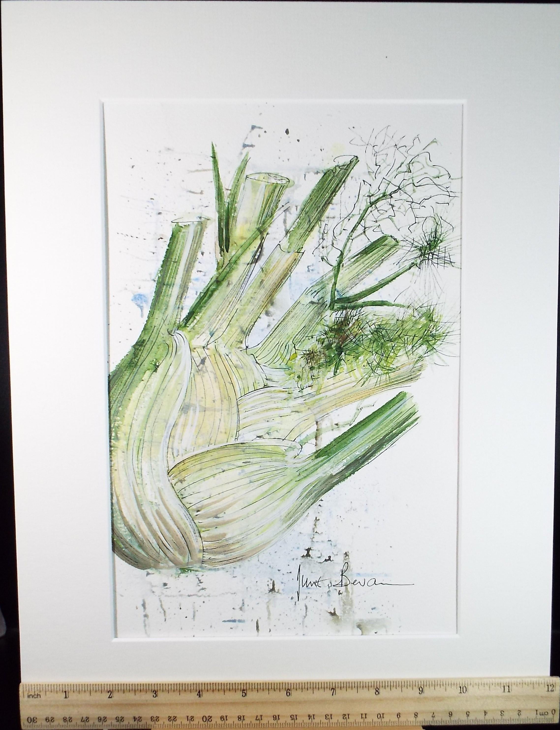 Original Watercolour,'Fennel Study', June Bevan, Circa 1990's