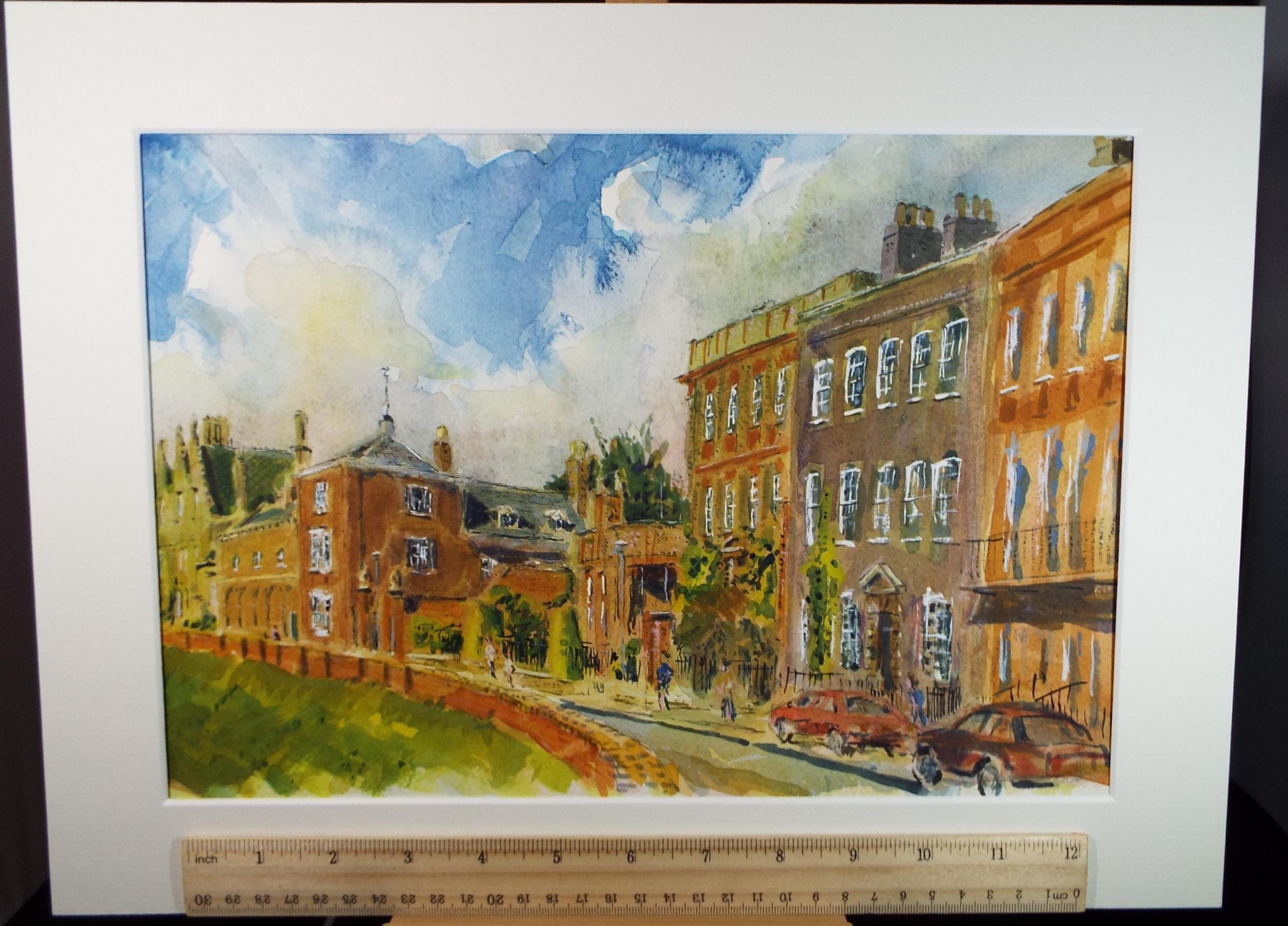 Original Watercolour,'Street Scene with Figures', Roger Alsop, dated 1987