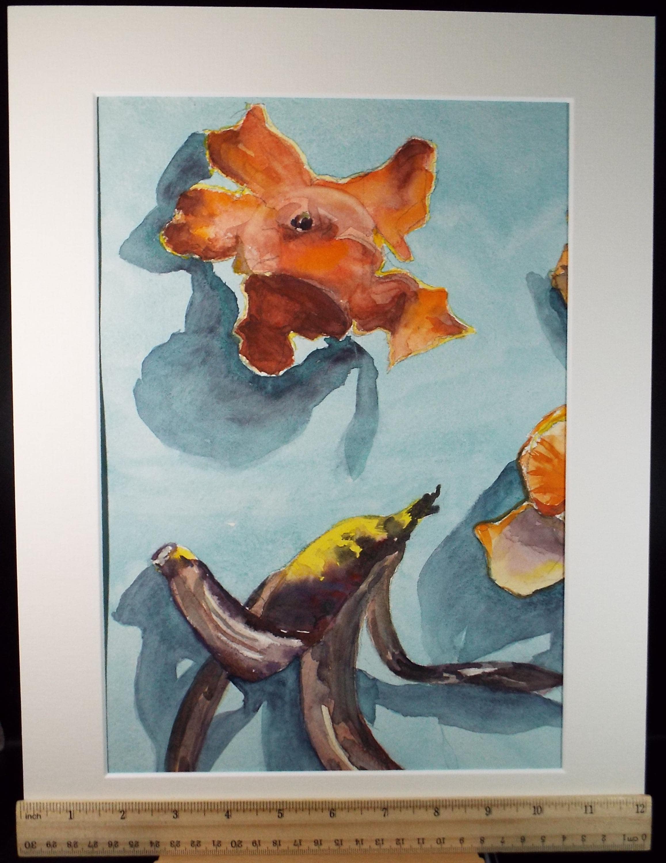 Original Watercolour, 'Still Life of Fruit Peel', June Bevan, Circa 1990's
