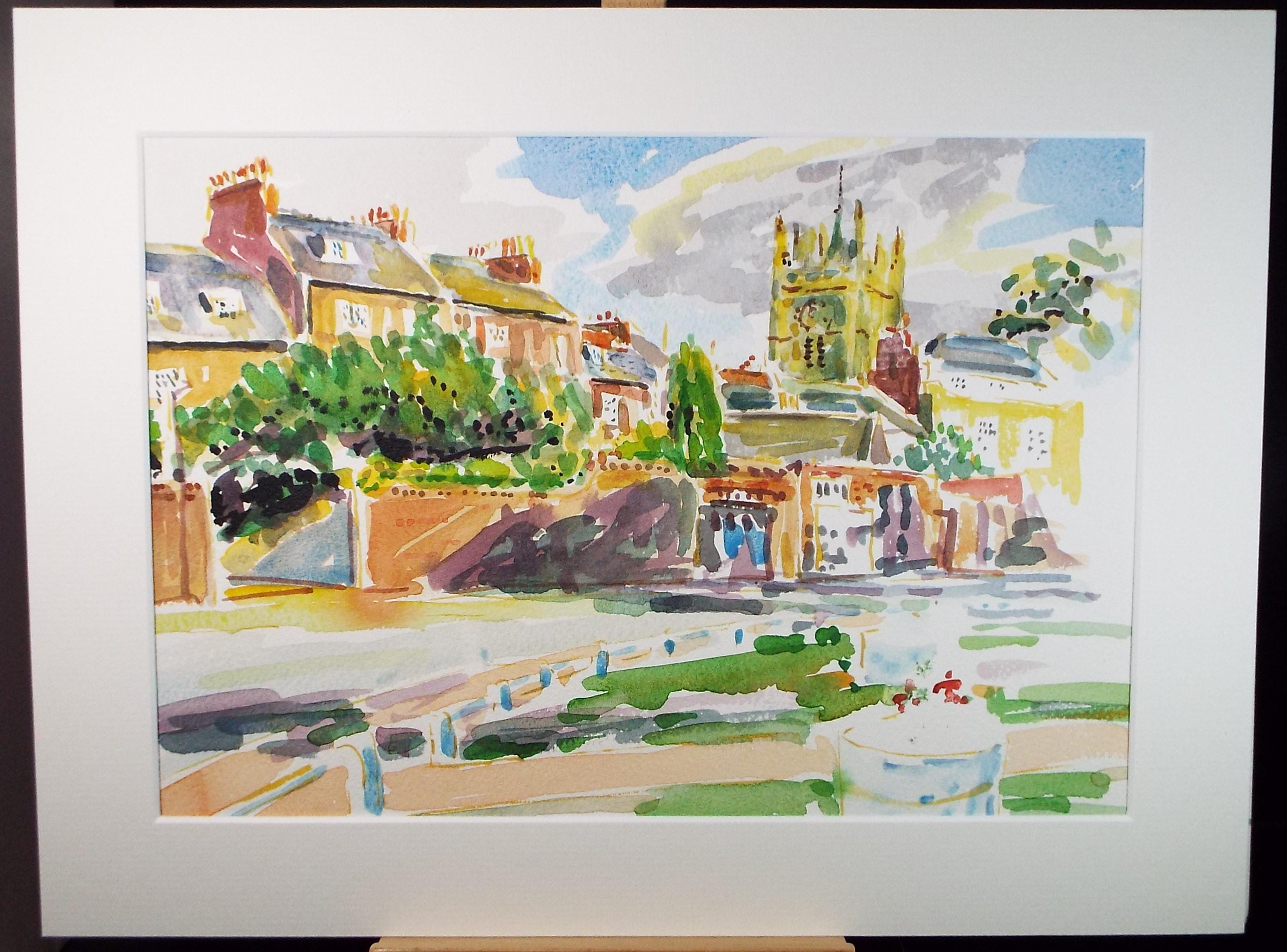 Original Watercolour,'Street scene', Roger Alsop, dated 1986