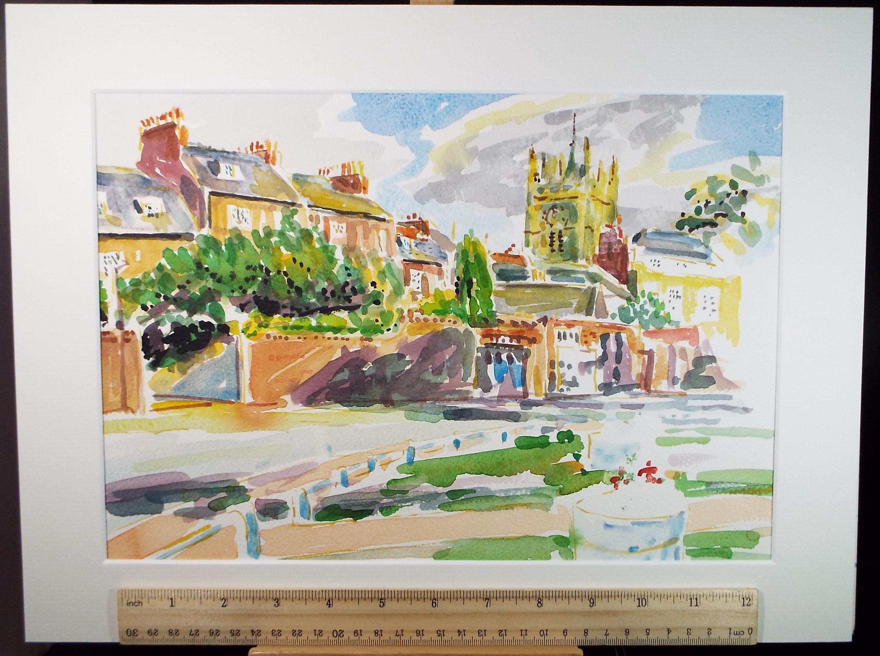 Original Watercolour,'Street scene', Roger Alsop, dated 1986