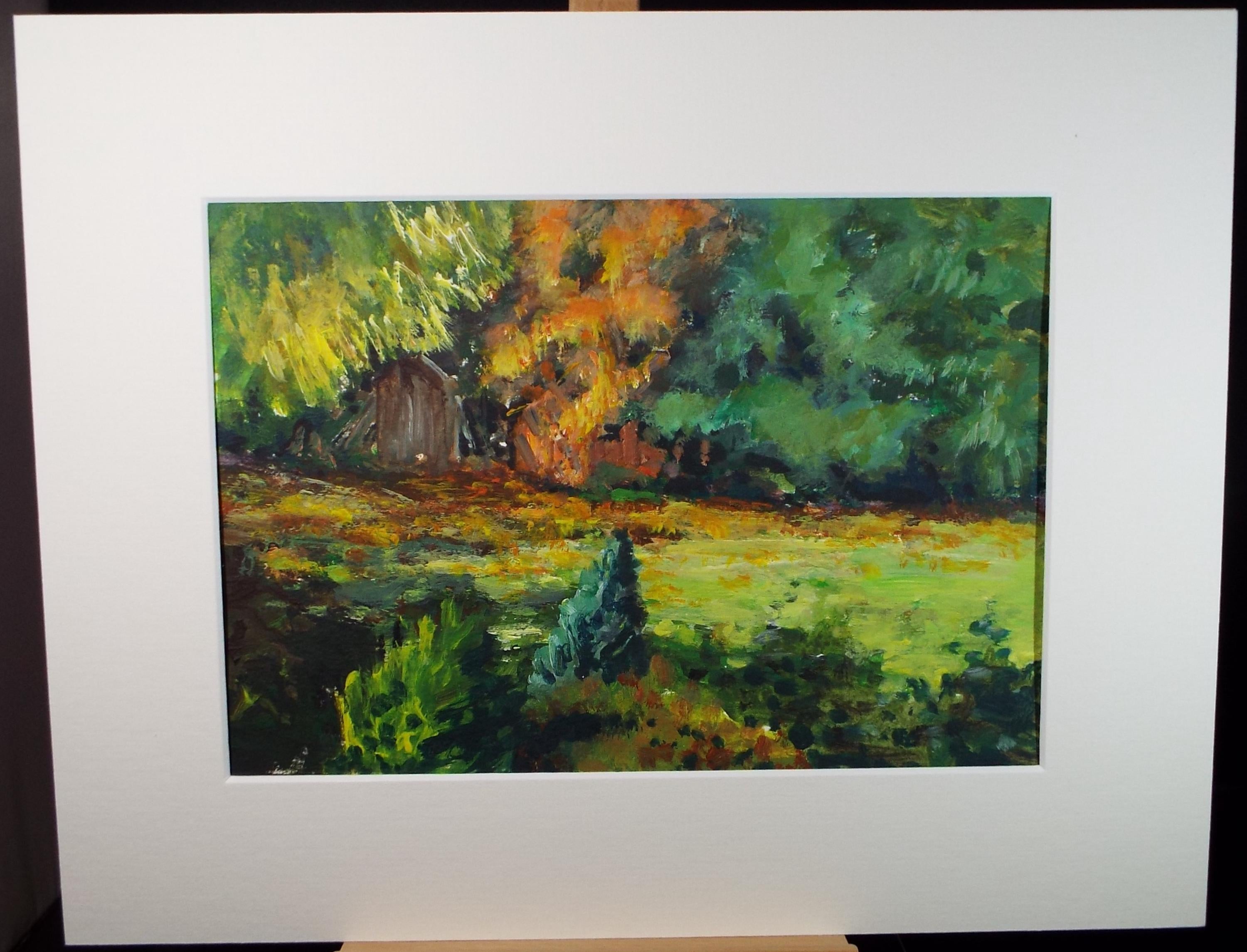 Original Watercolour, 'Green Landscape', June Bevan, c1990's