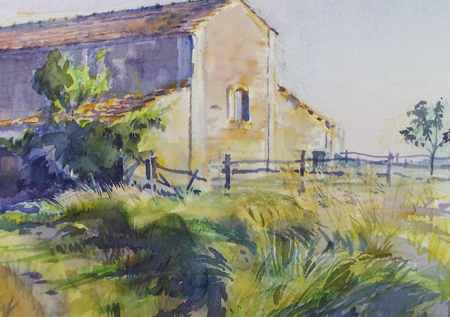 Original Watercolour, 'Study of a Barn', Artist unknown, c1980's