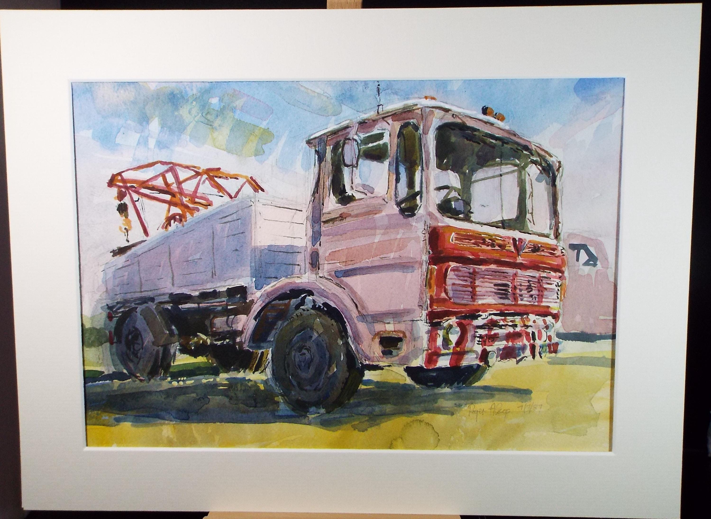 Original Watercolour,'Tipper Truck', Roger Alsop, dated 1987
