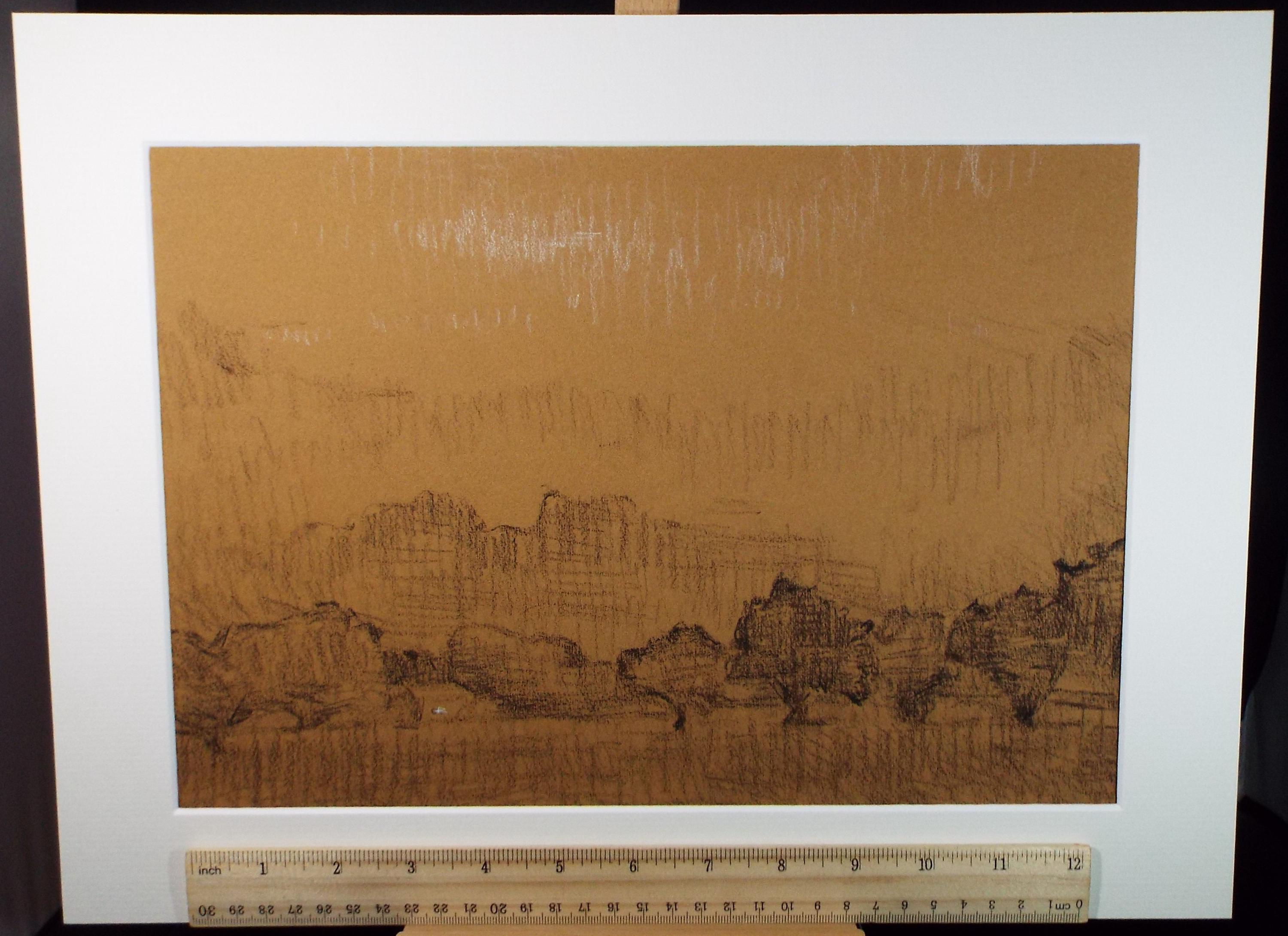 Original Pastel 'Landscape with trees', c1990, Mariota Bosanquet 1923 -2022