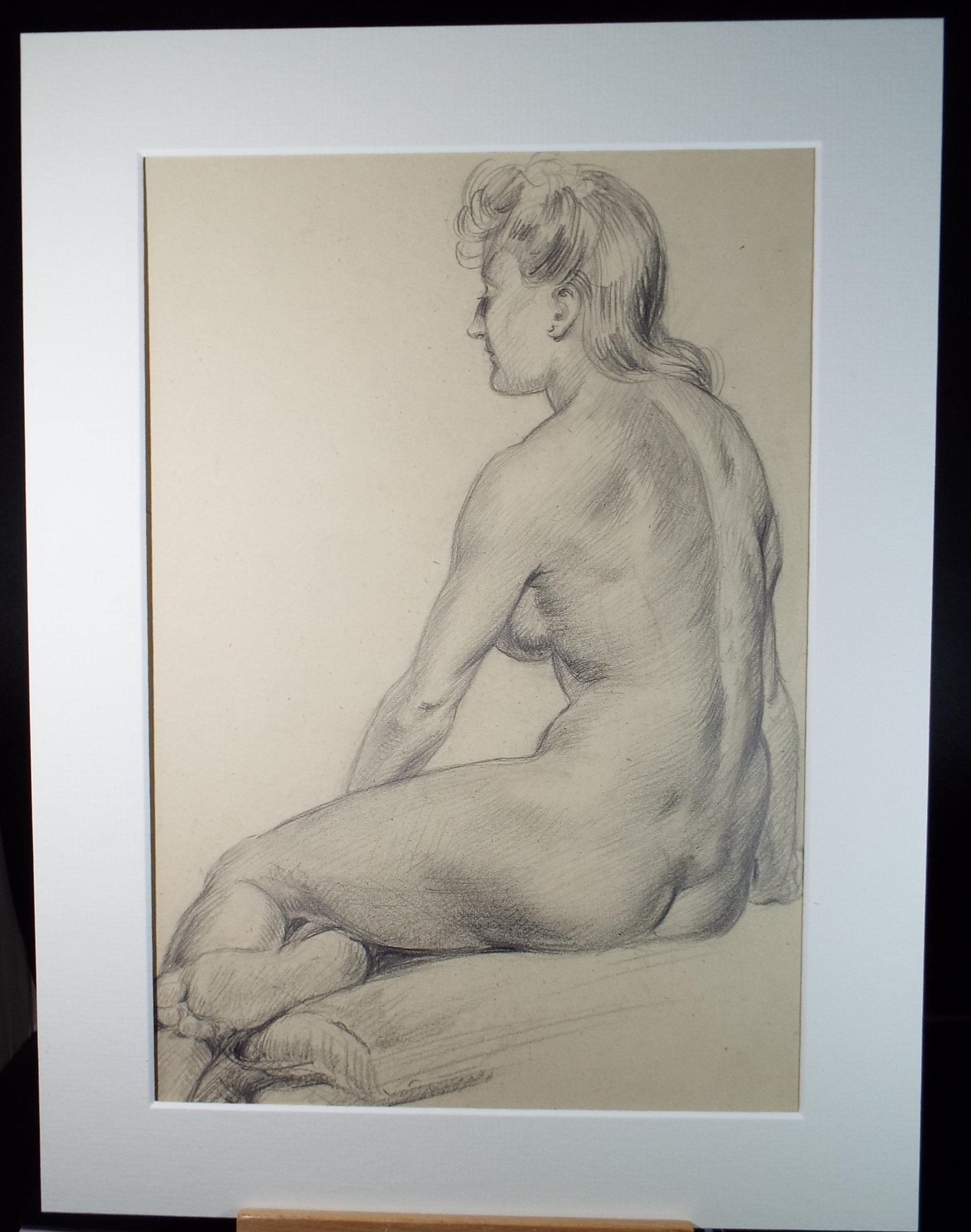 Pencil drawing 'Seated Nude', c1940s, Katherine Rose Edmead 1894-1976