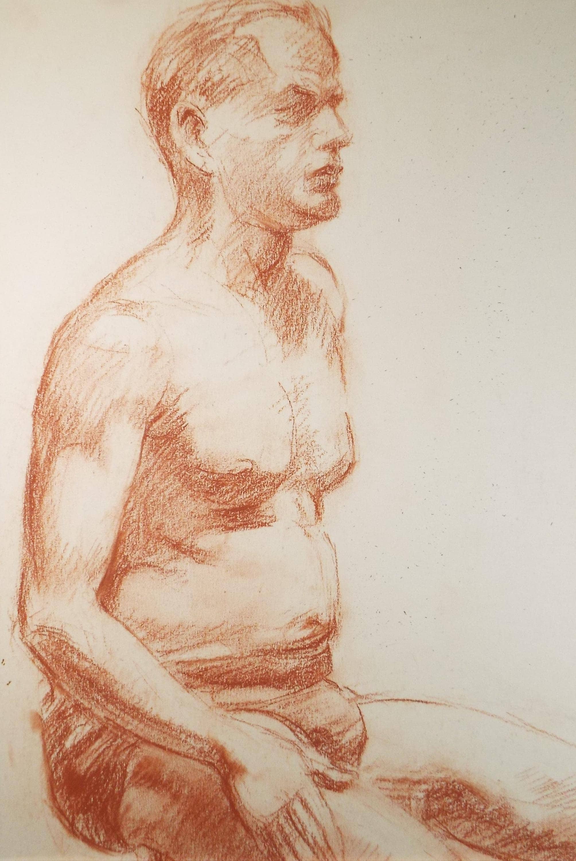 Pastel drawing 'Seated Male Nude', c1940s, Katherine Rose Edmead 1894-1976