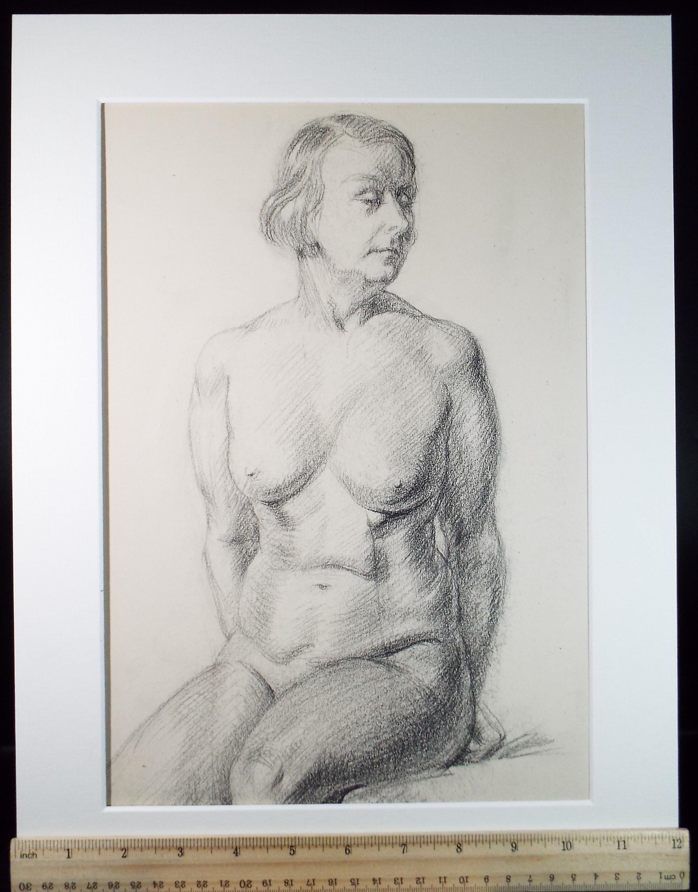 Pastel drawing 'Seated Nude', c1940s, Katherine Rose Edmead 1894-1976