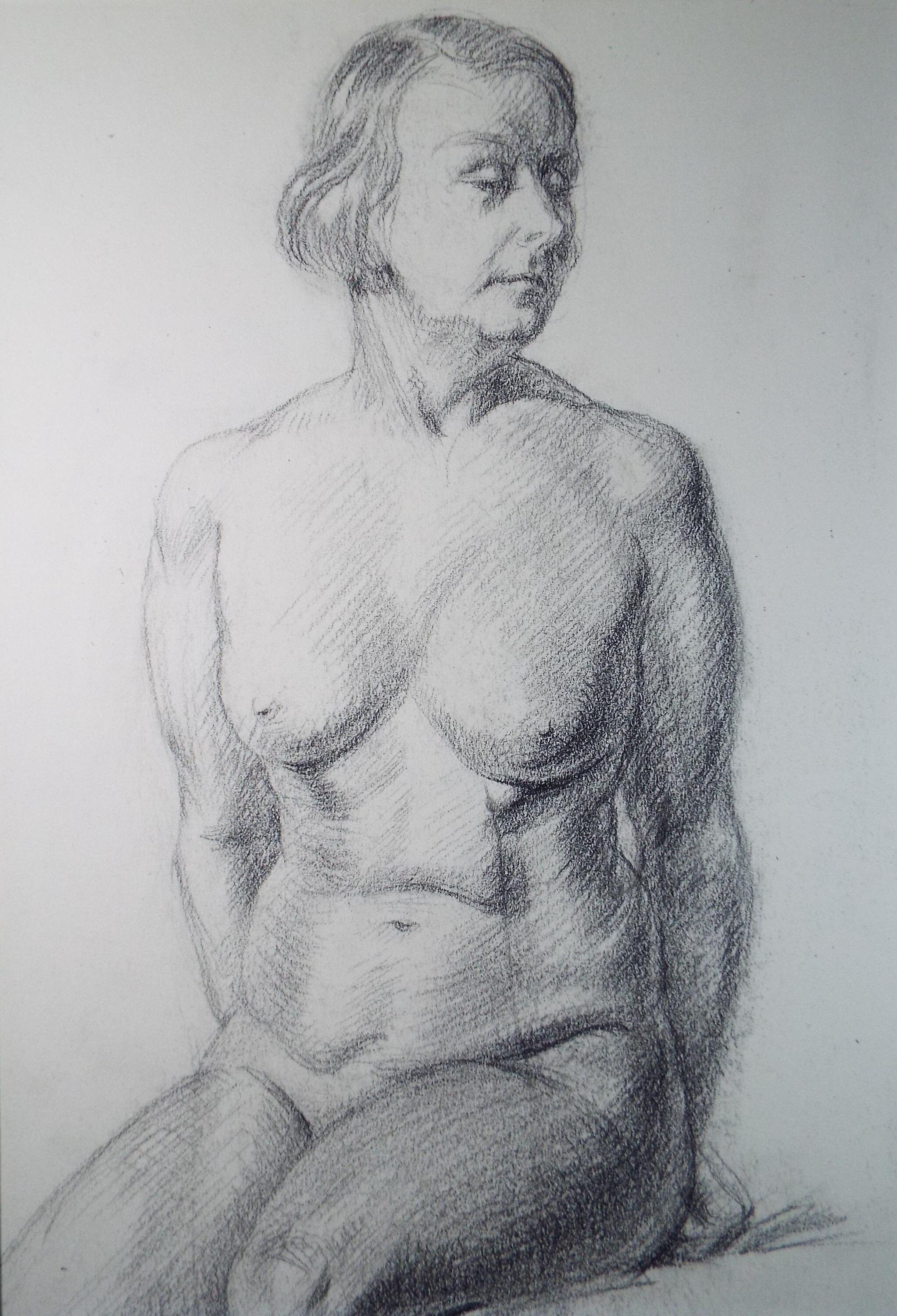 Pastel drawing 'Seated Nude', c1940s, Katherine Rose Edmead 1894-1976