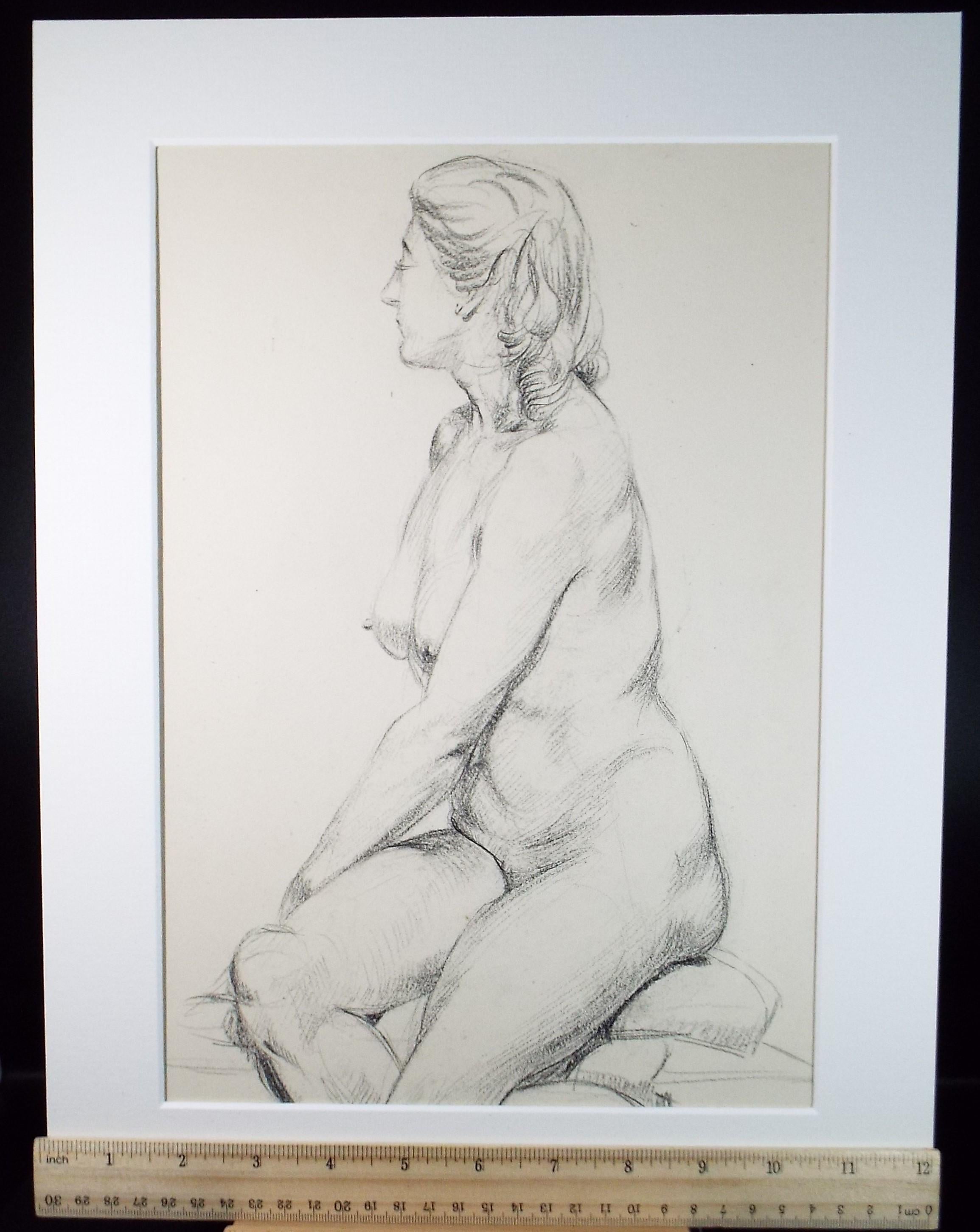 Pastel drawing 'Seated Nude', c1940s, Katherine Rose Edmead 1894-1976