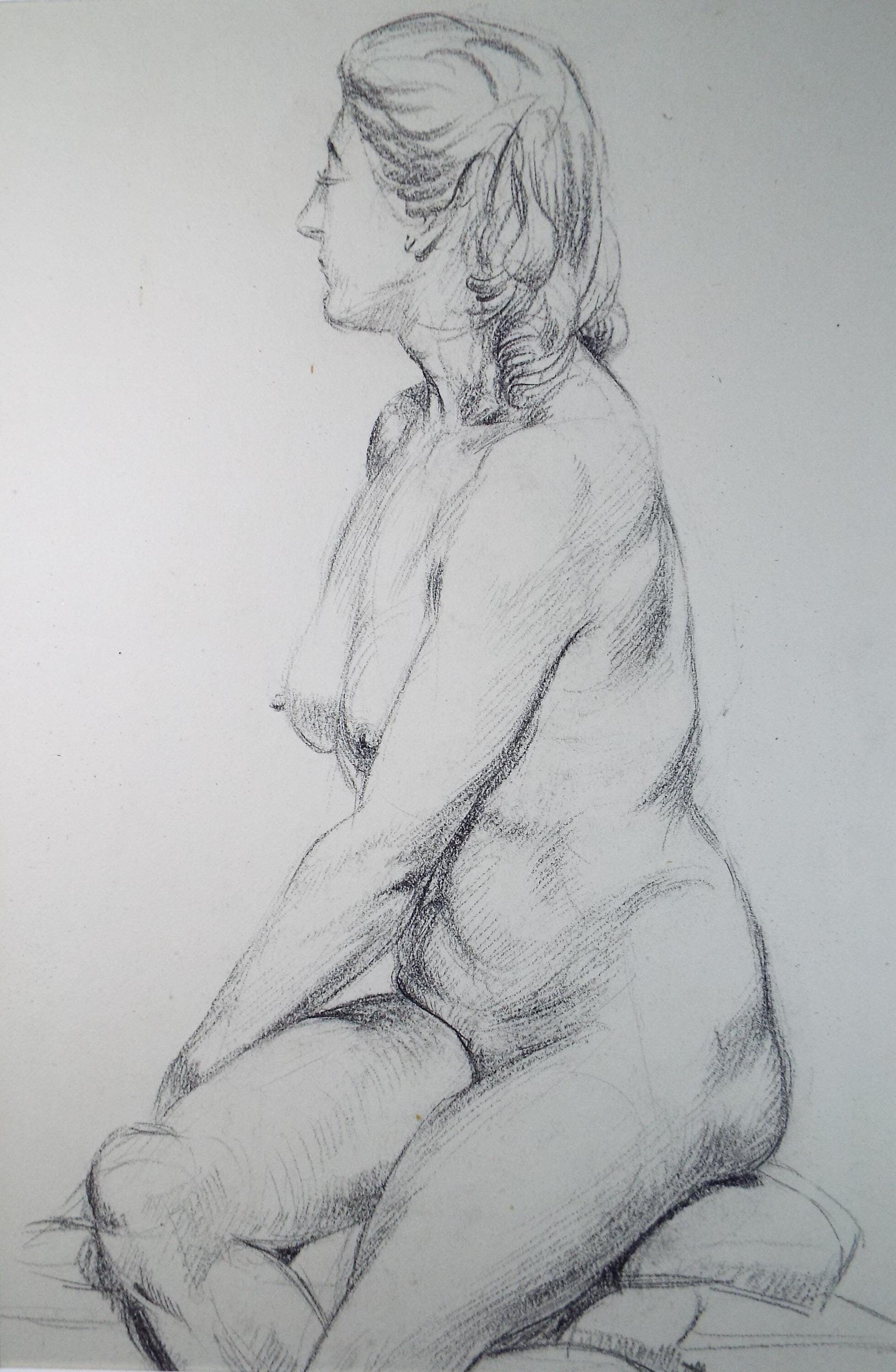 Pastel drawing 'Seated Nude', c1940s, Katherine Rose Edmead 1894-1976