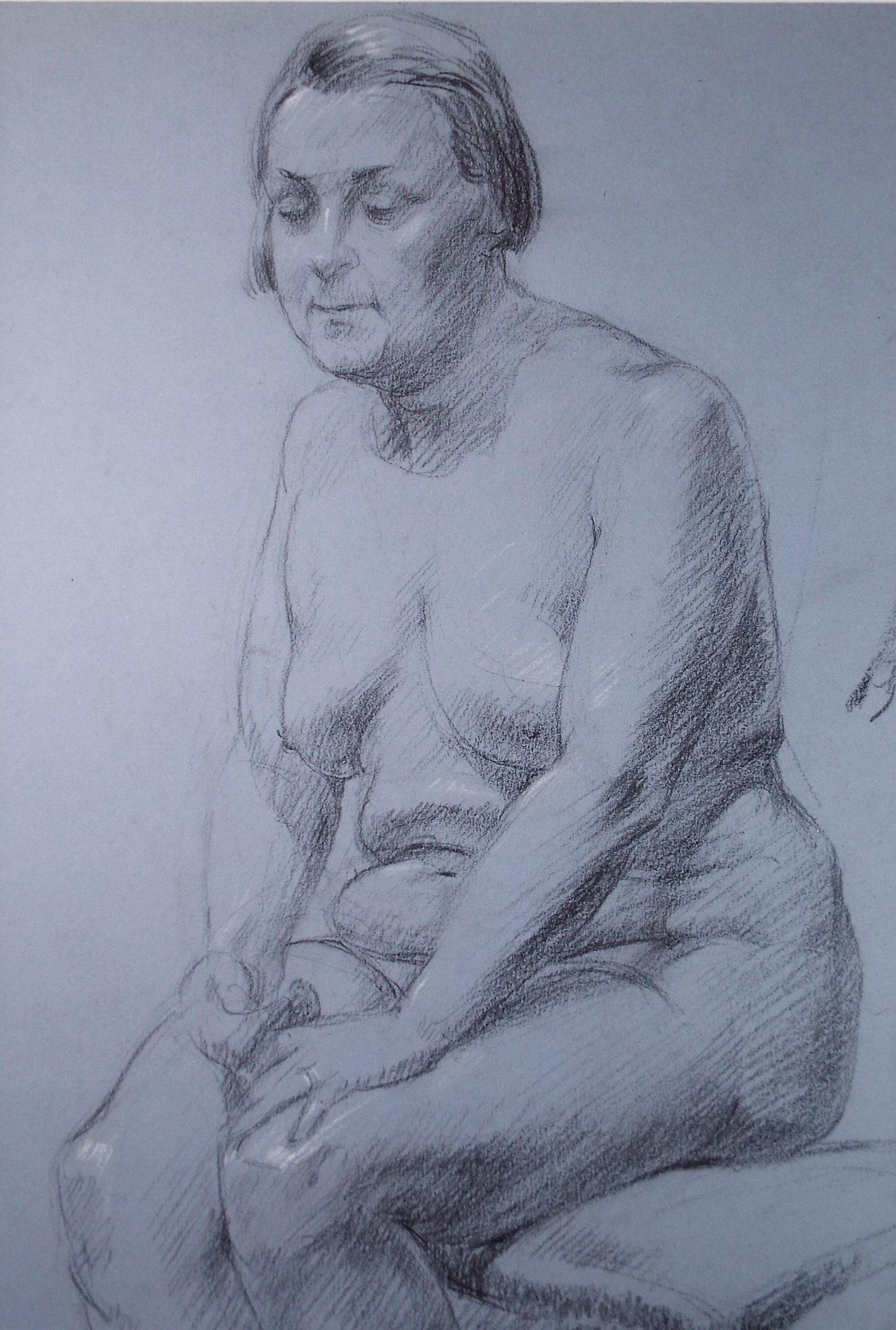 Pastel drawing 'Seated Nude', c1940s, Katherine Rose Edmead 1894-1976