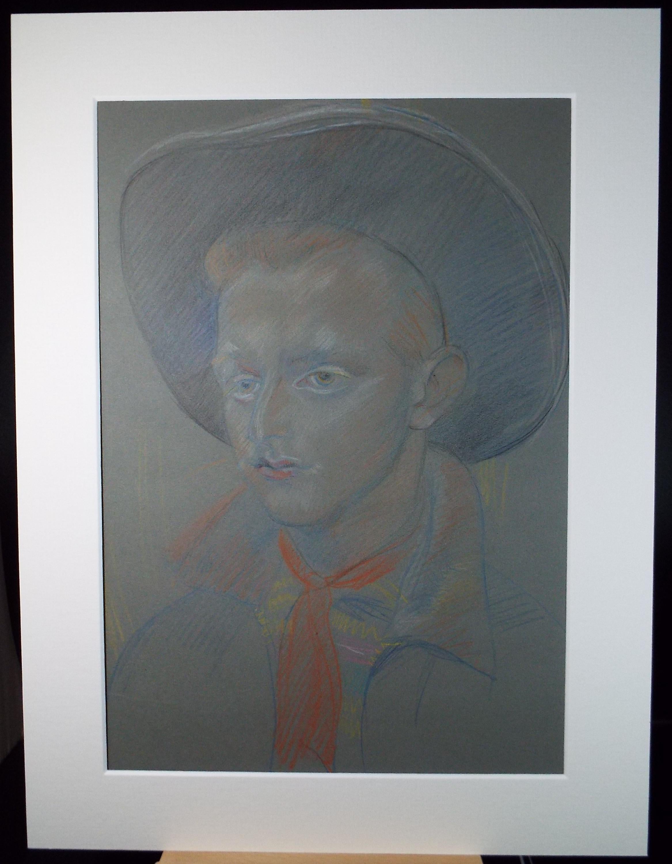 Original Pastel Drawing, 'Circus Cowboy', c1950s, Athene Andrade (1908-1973)