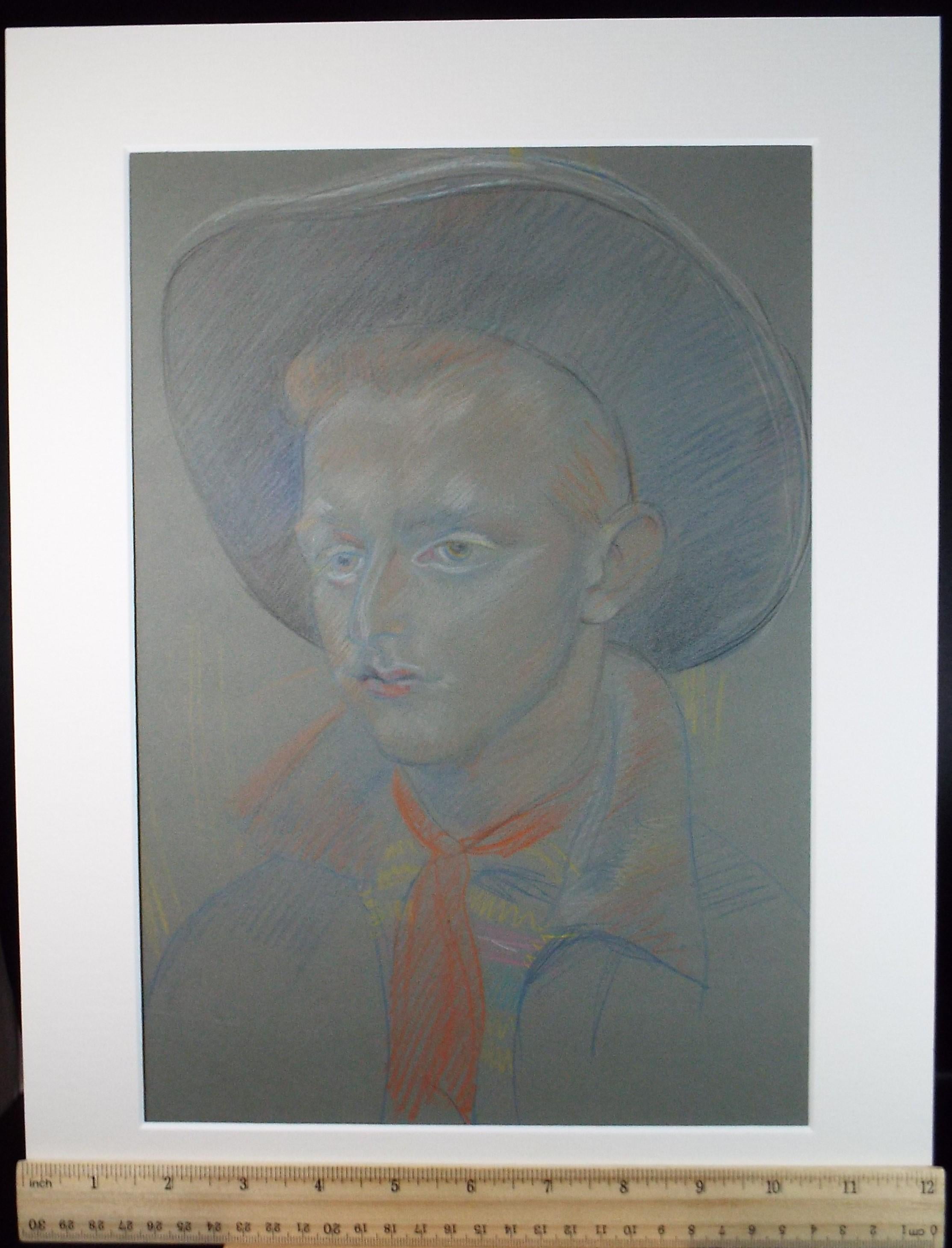 Original Pastel Drawing, 'Circus Cowboy', c1950s, Athene Andrade (1908-1973)