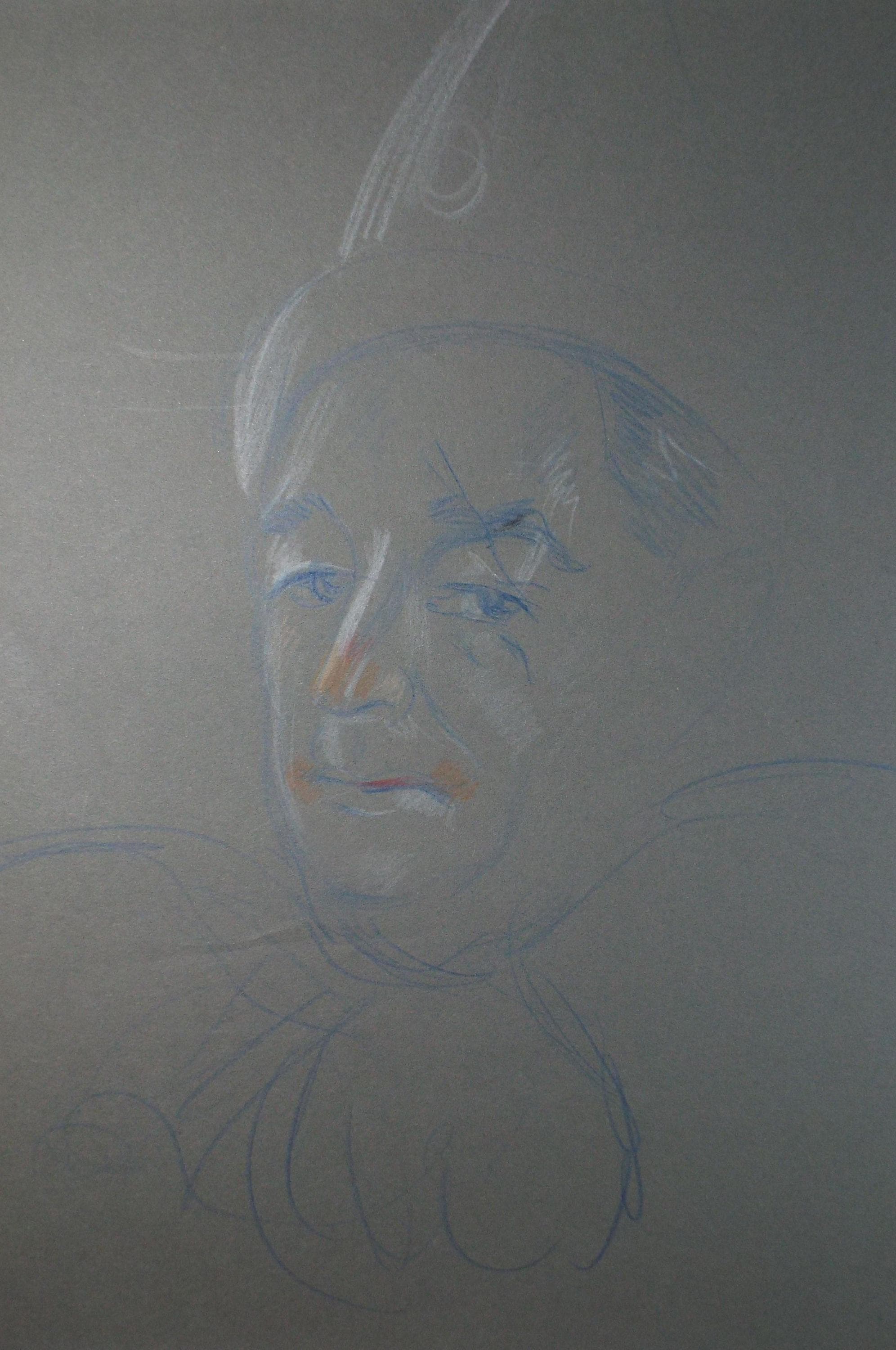 Original Pastel Drawing, 'Circus Clown', c1950s, Athene Andrade (1908-1973)