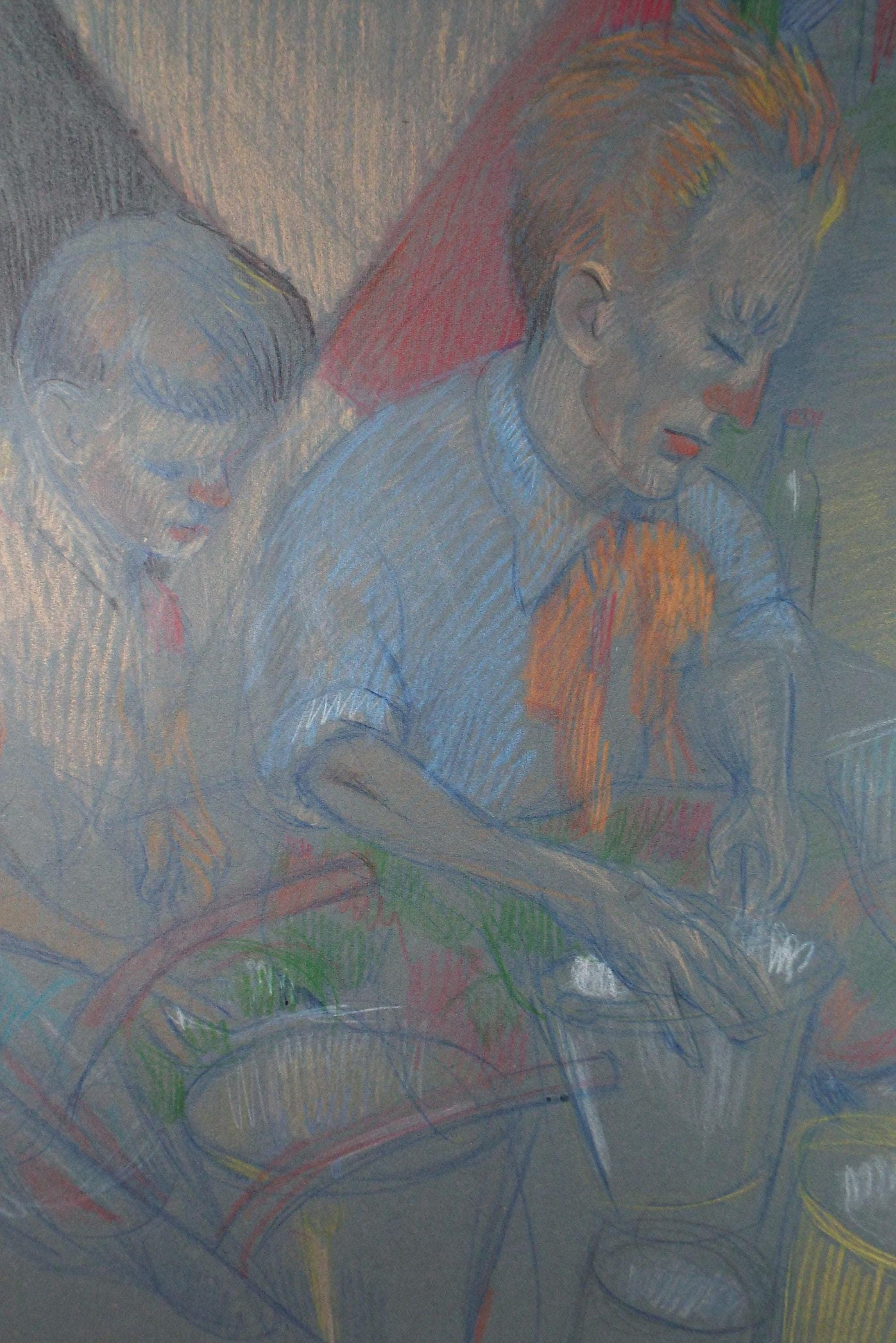 Original Pastel Drawing, 'Circus Performers', c1950s, Athene Andrade (1908-1973)