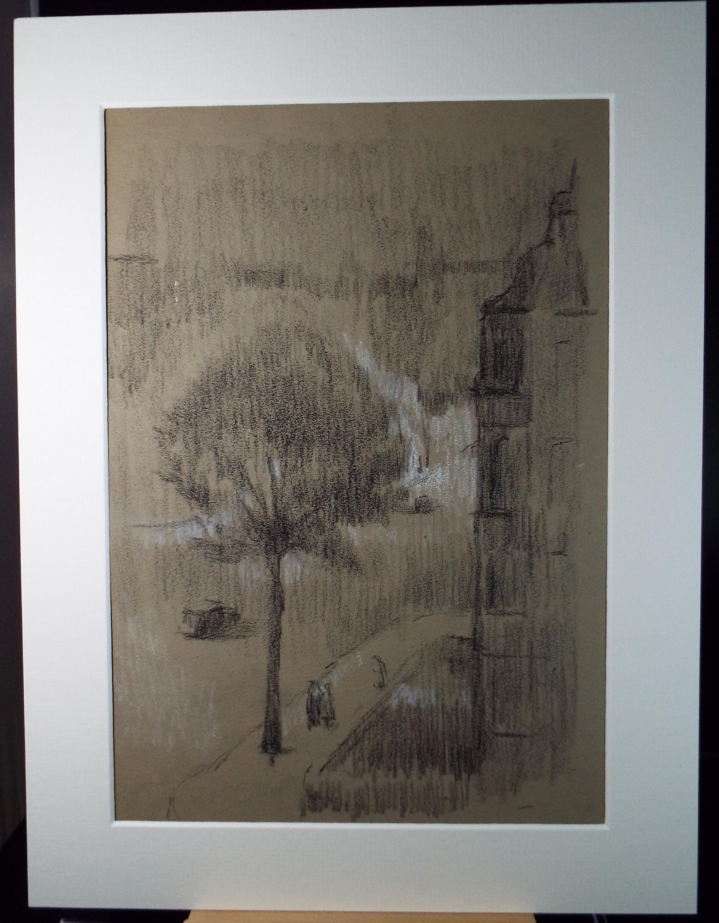 Original Pastel 'Street Scene with Figures', c1990, Mariota Bosanquet 1923 -2022