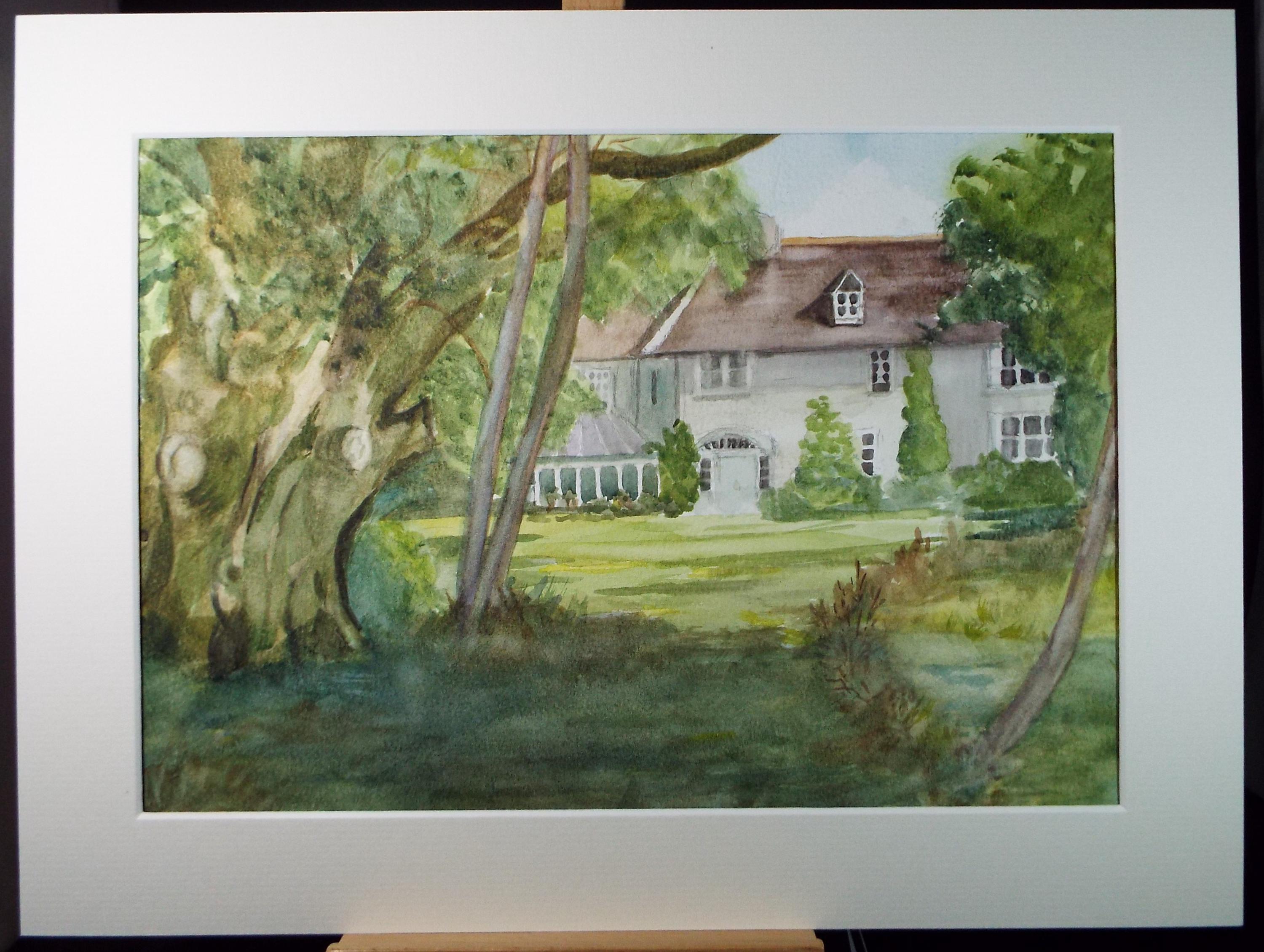 Original Watercolour , 'Country house and Garden' Circa 1980's, artist Unknown