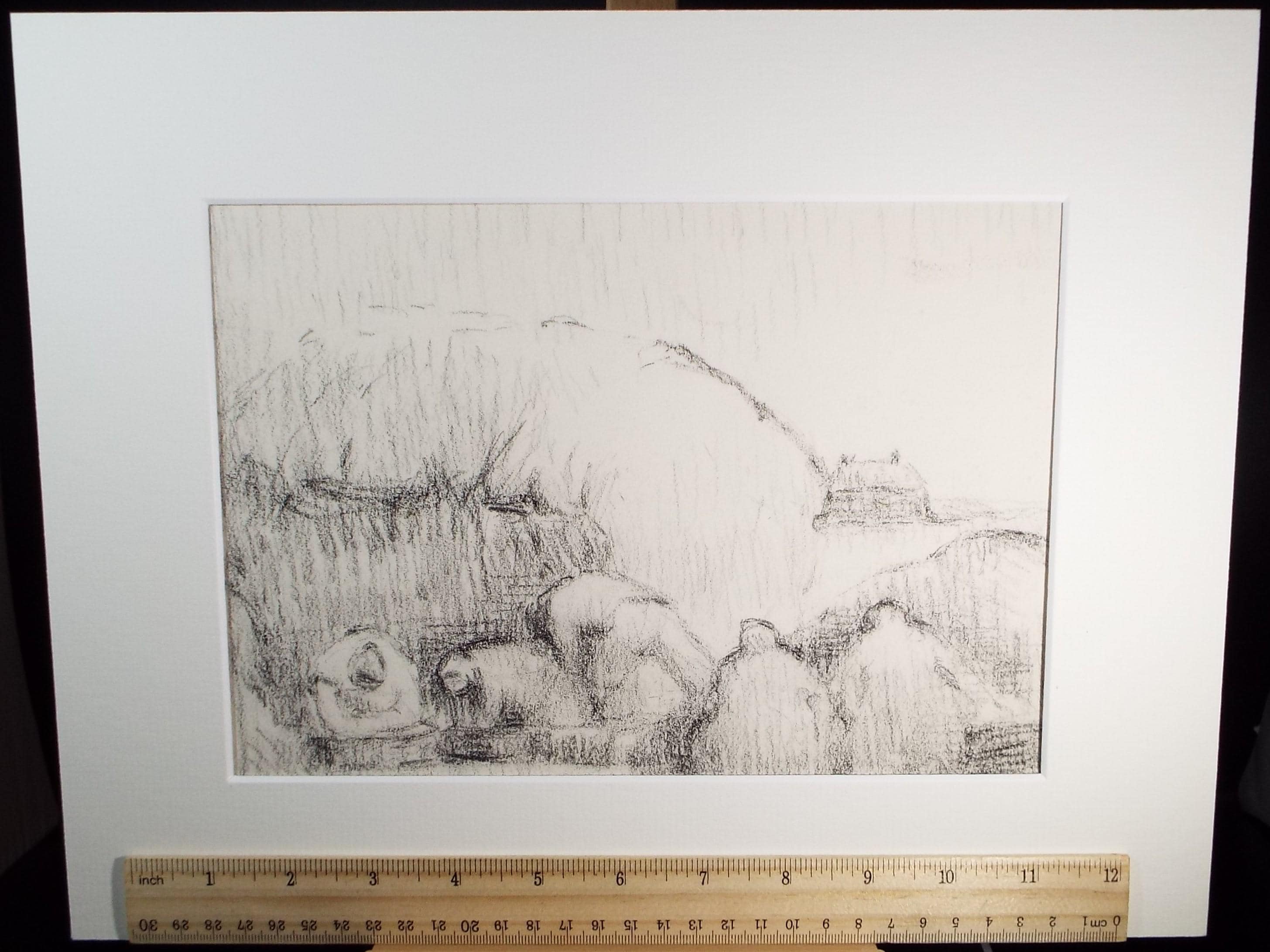 Original Pastel, 'Figures in a Landscape', 1990's, Mariota Bosanquet 1923 -2022