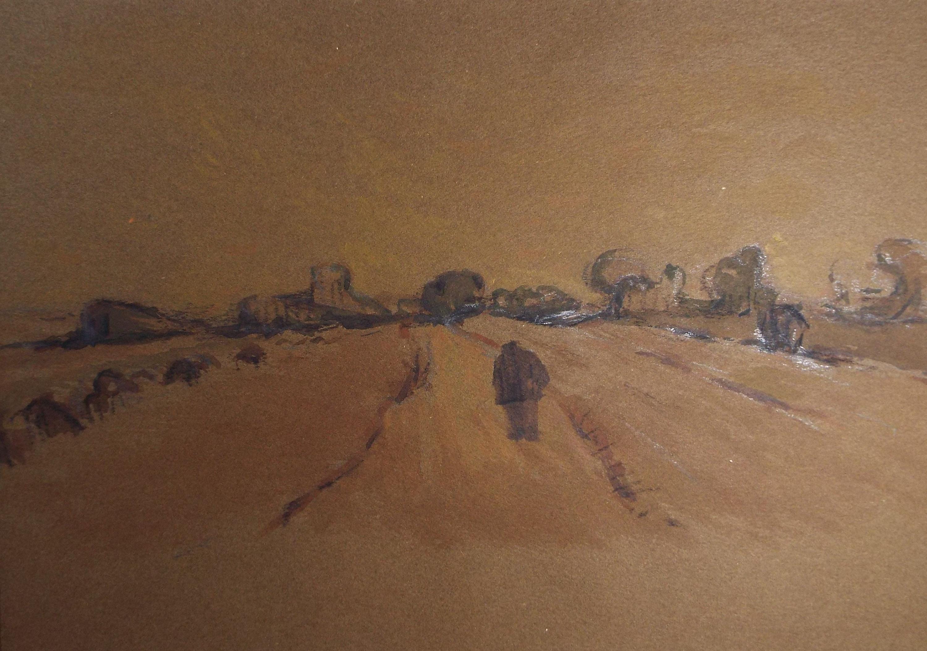 Original watercolour, 'Farmer's Field', 1990's, Mariota Bosanquet 1923 -2022
