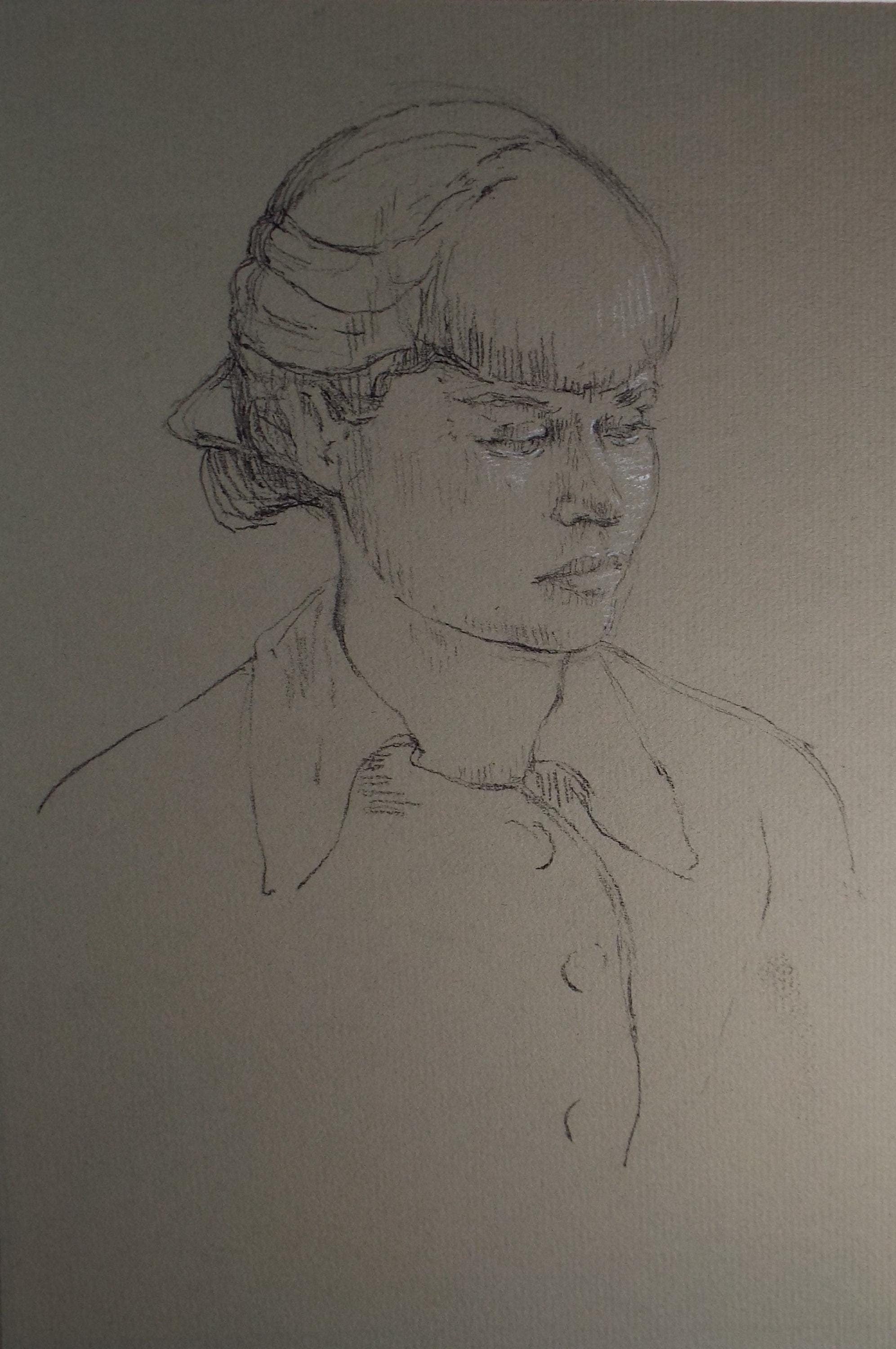 Original Pastel Sketch,'Study of a Girl', Hilda Burford (1887-1957), 1940's