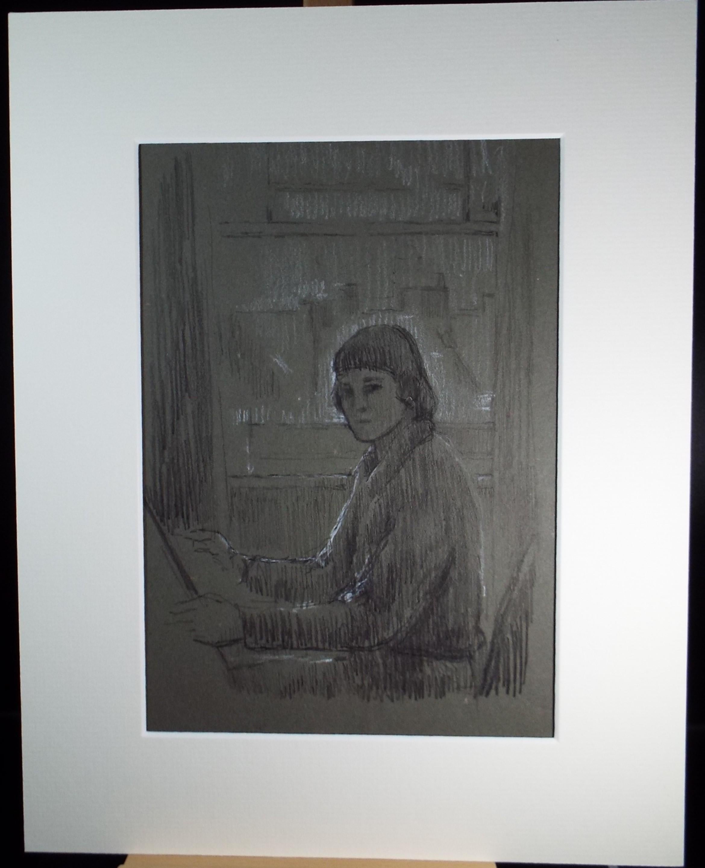 Original Pastel Sketch,'Study of a Girl', Hilda Burford (1887-1957), 1940's