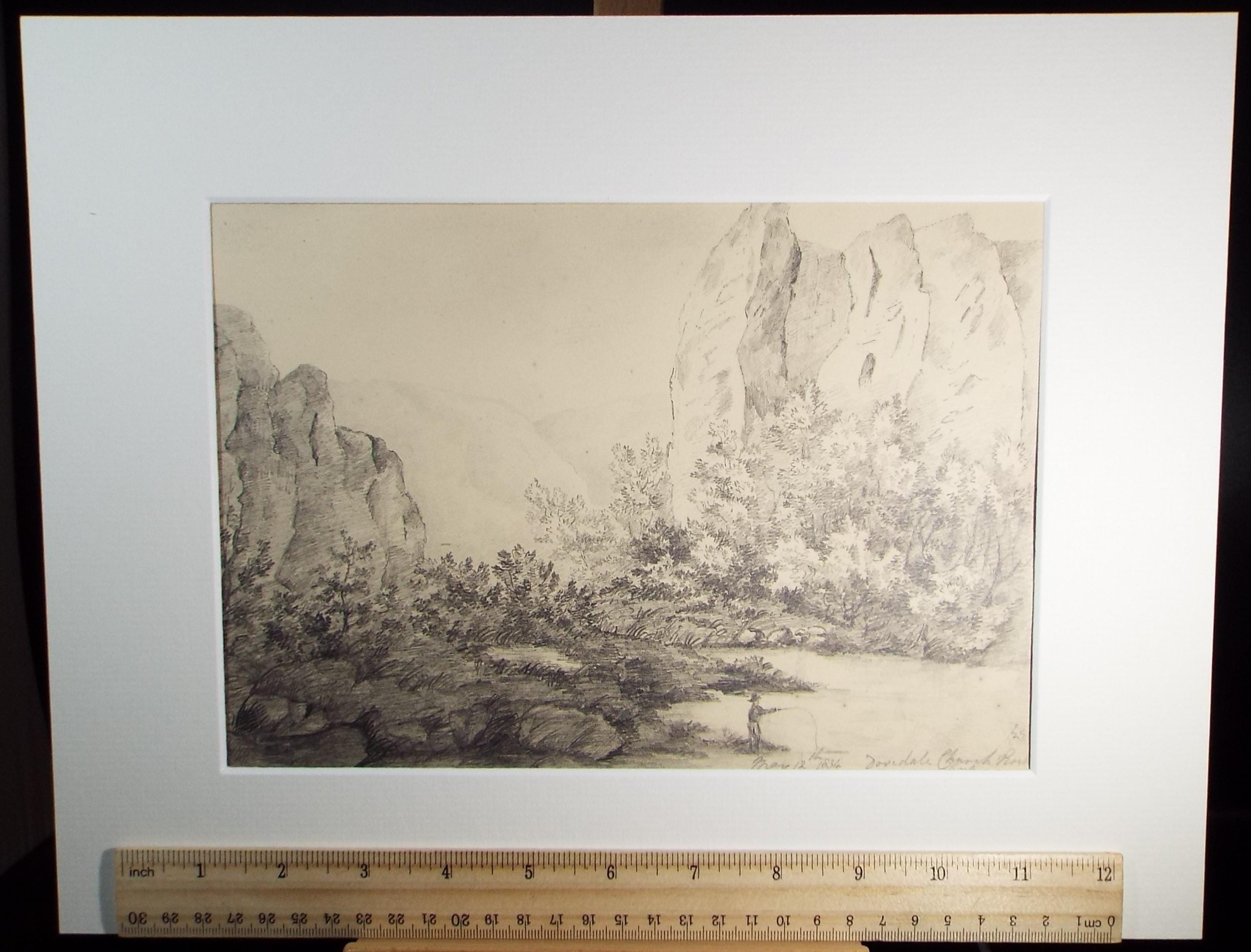 Original Pencil Drawing, 'Church Rock, Dovedale', Dated 1834, artist unknown
