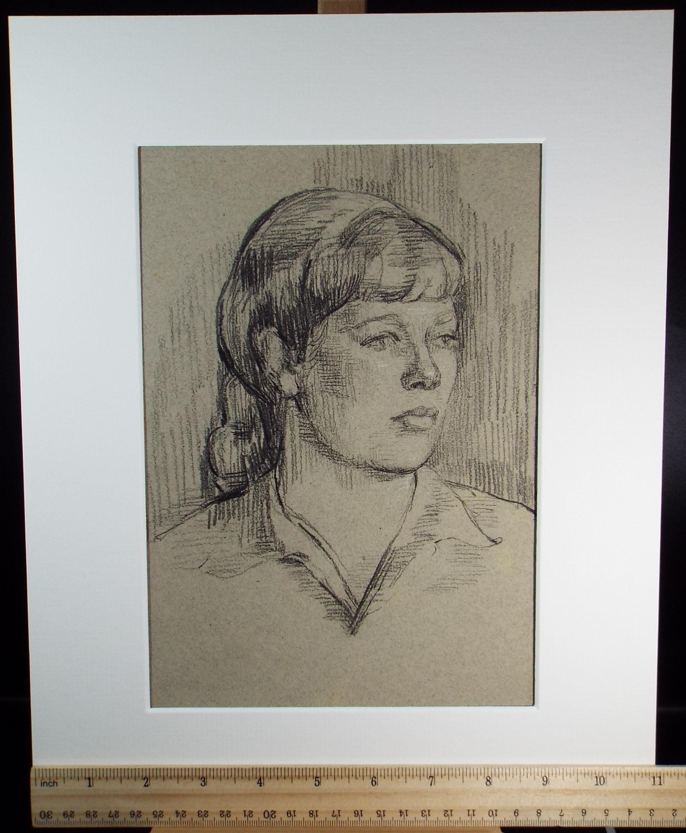 Original Pastel Sketch,'Portrait of a Woman', Hilda Burford (1887-1957), 1950's