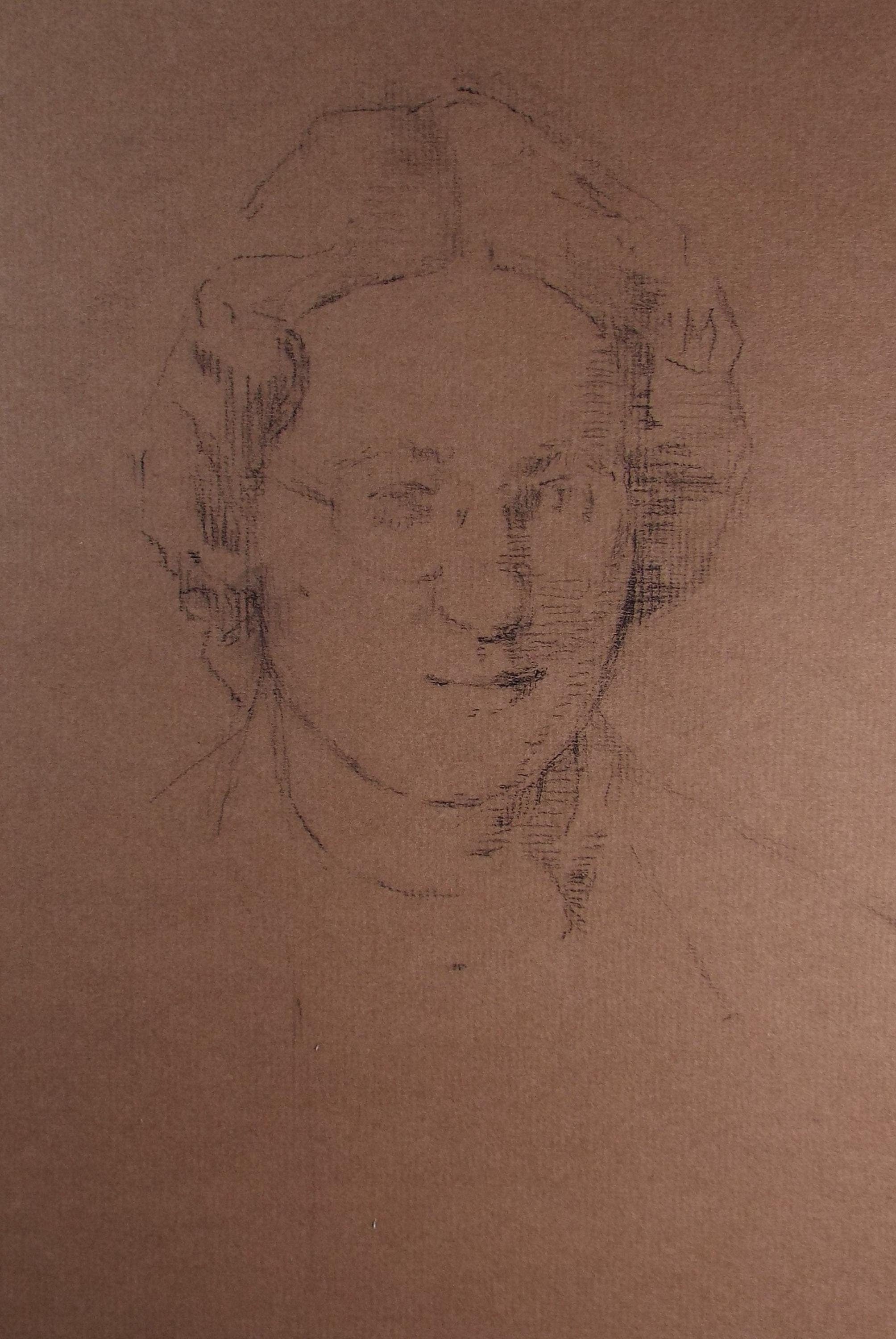 Original Pastel Sketch,'Portrait of a Woman', Hilda Burford (1887-1957), 1950's