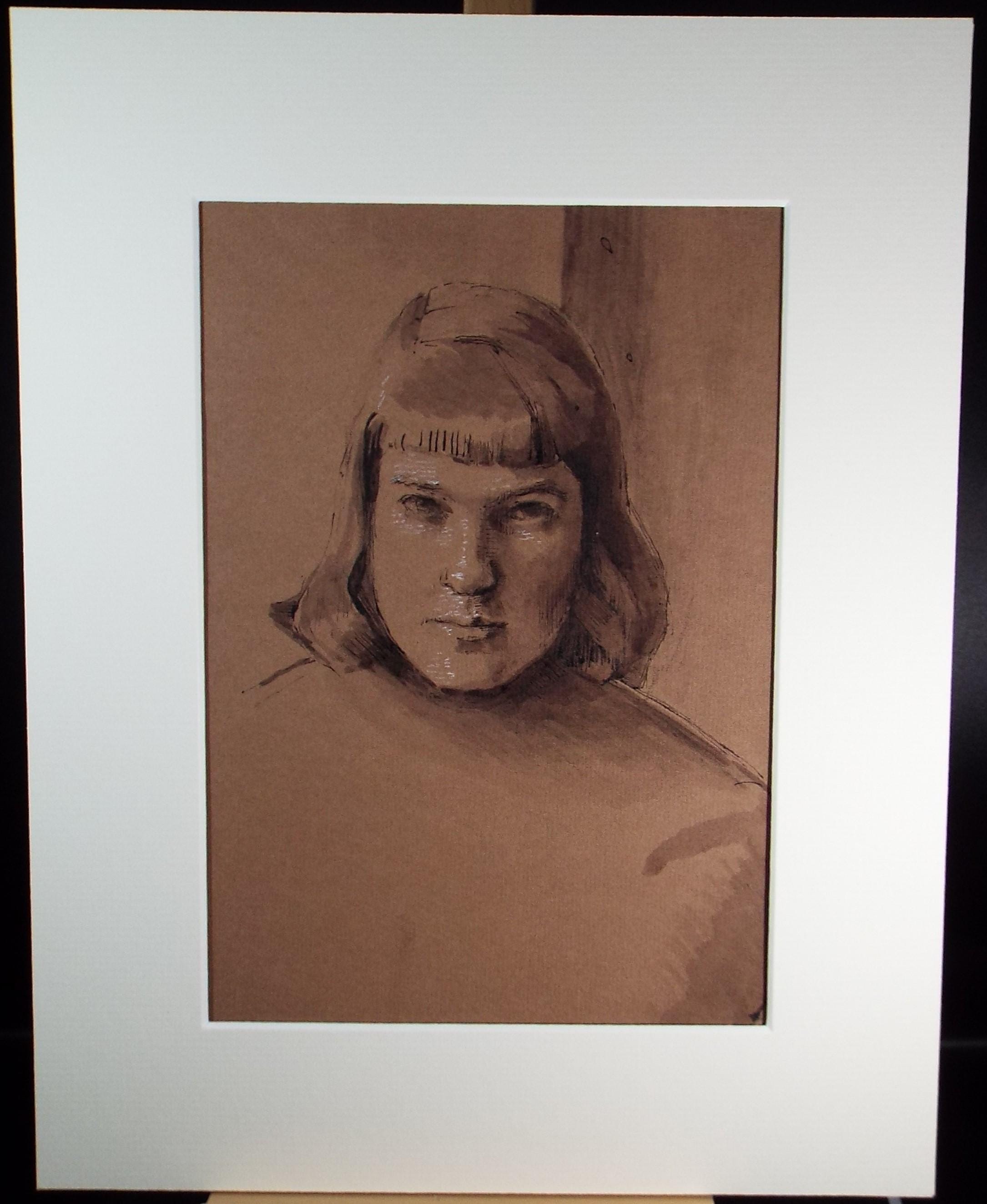 Original Watercolour,'Portrait of a Girl', Hilda Burford (1887-1957), 1952