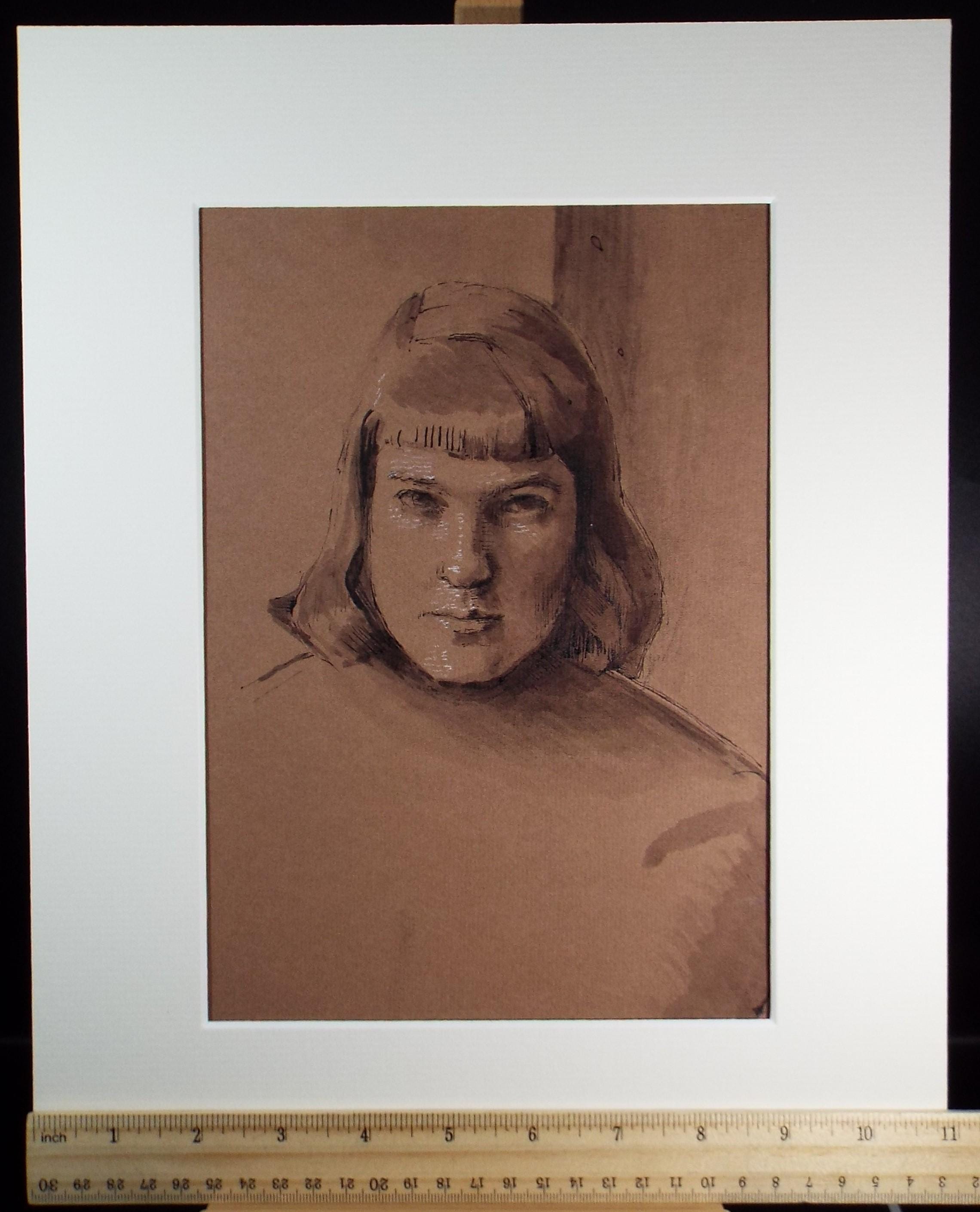 Original Watercolour,'Portrait of a Girl', Hilda Burford (1887-1957), 1952