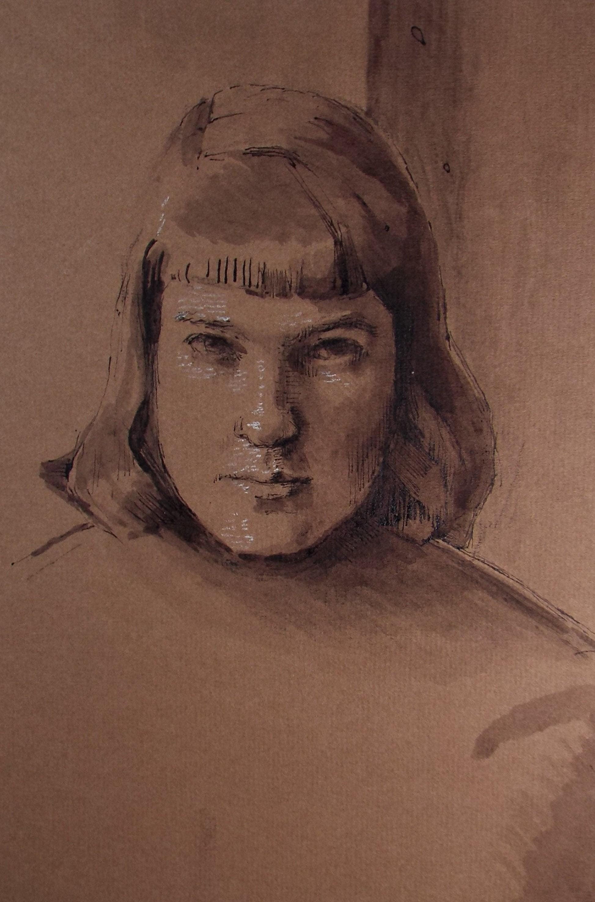 Original Watercolour,'Portrait of a Girl', Hilda Burford (1887-1957), 1952