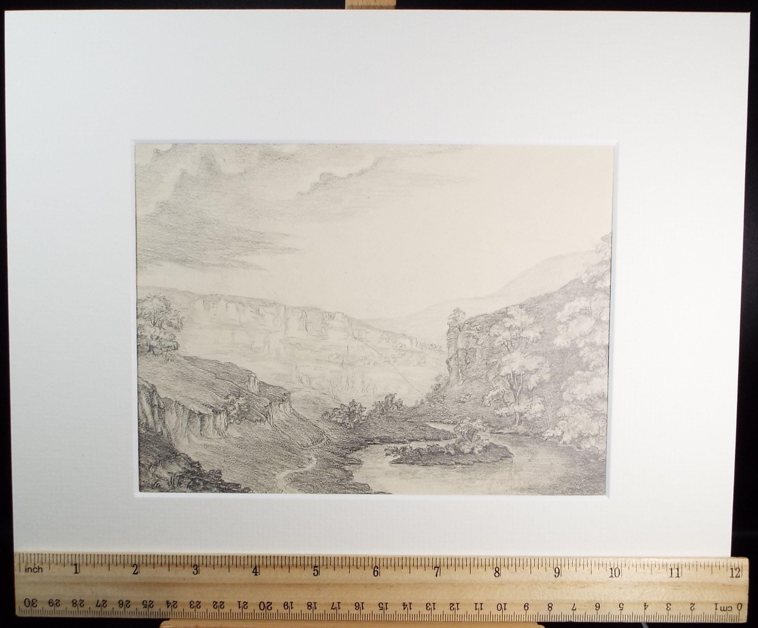 Original Pencil Drawing, 'Miller's Dale', Dated 1820, artist unknown