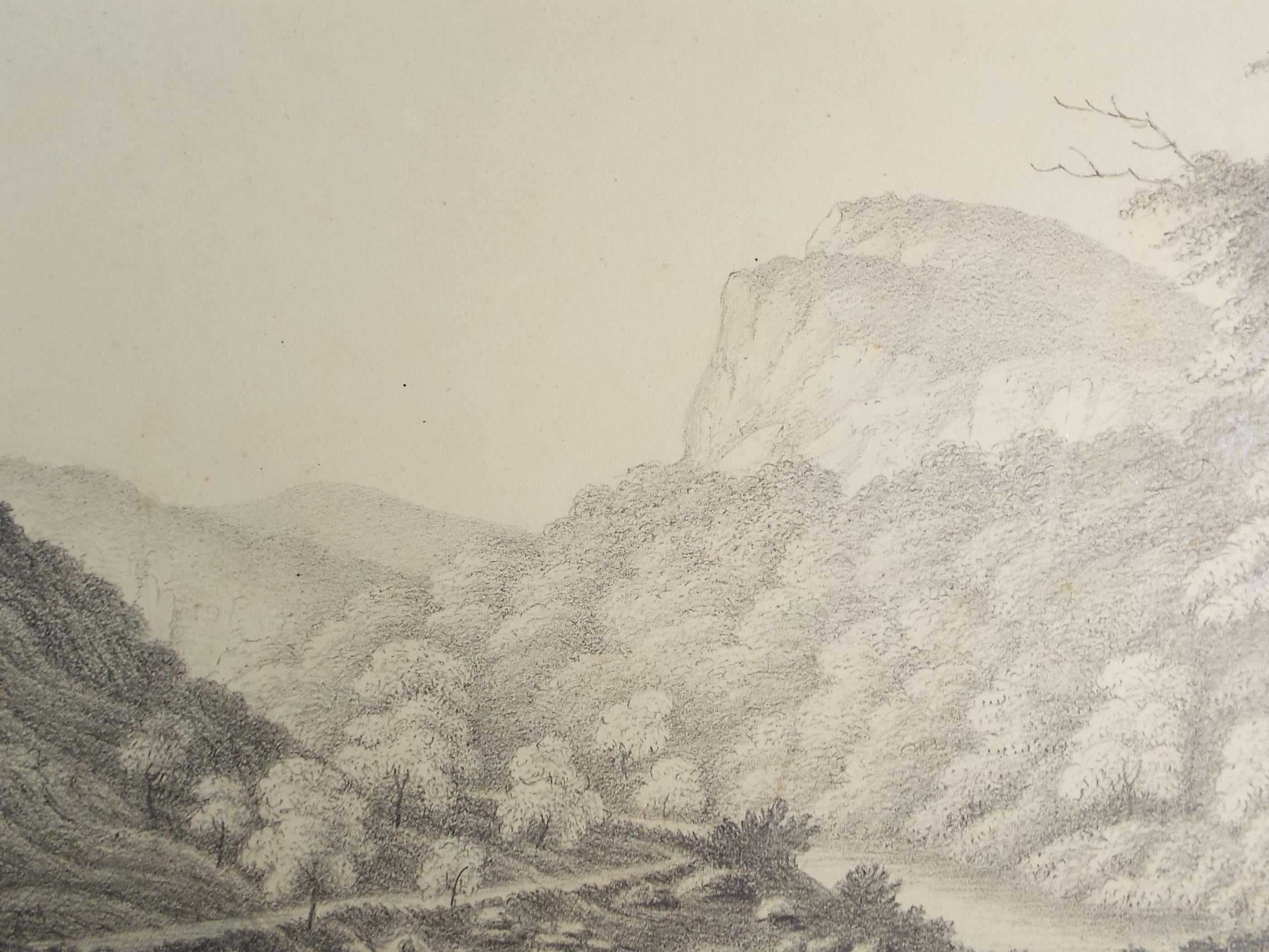 Original Pencil Drawing,'High-Tor, Matlock', Dated 1818, artist unknown