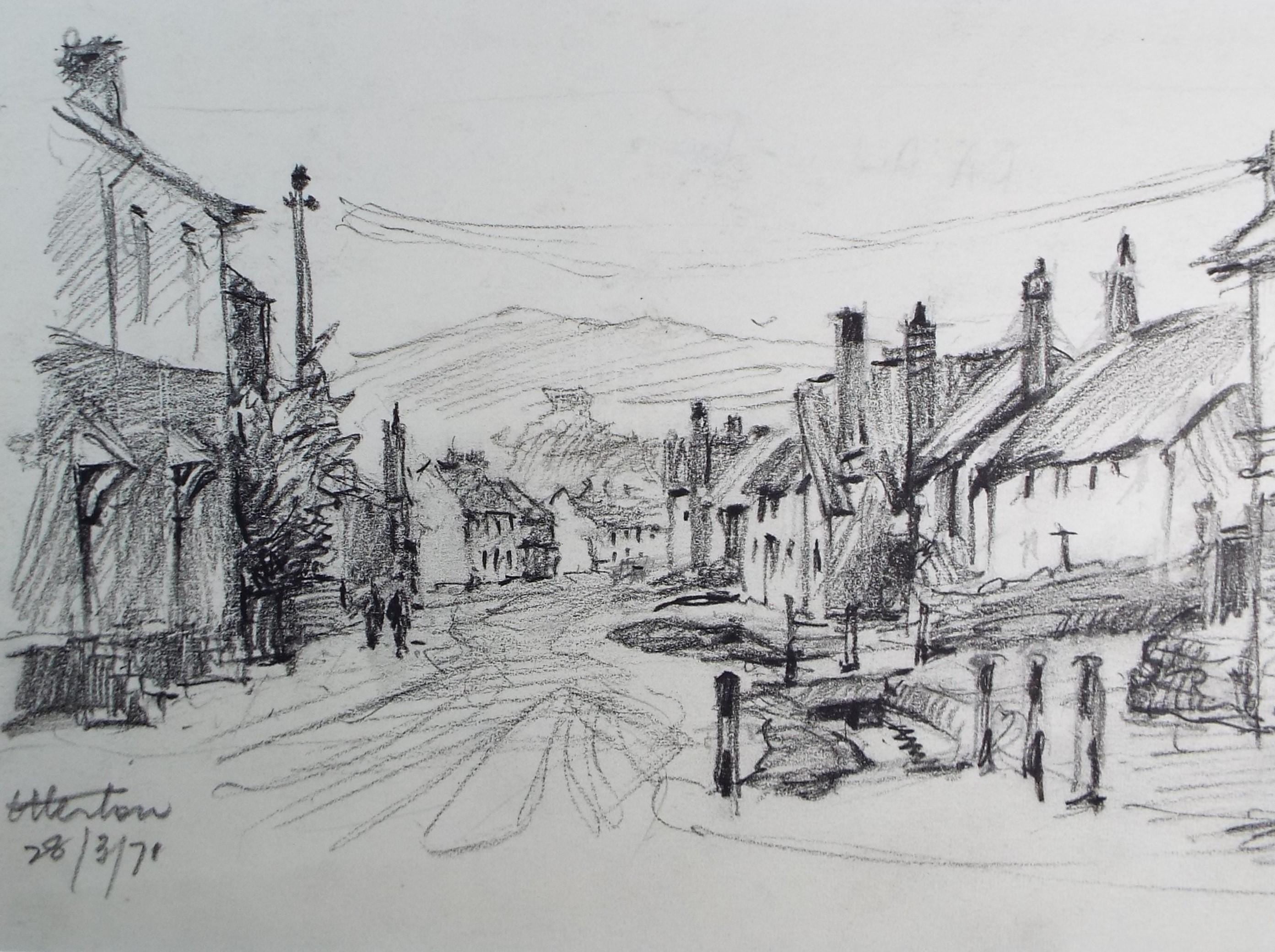 Original Pencil Drawing,'Ellerton', dated 1971, R A Andrew-Jones