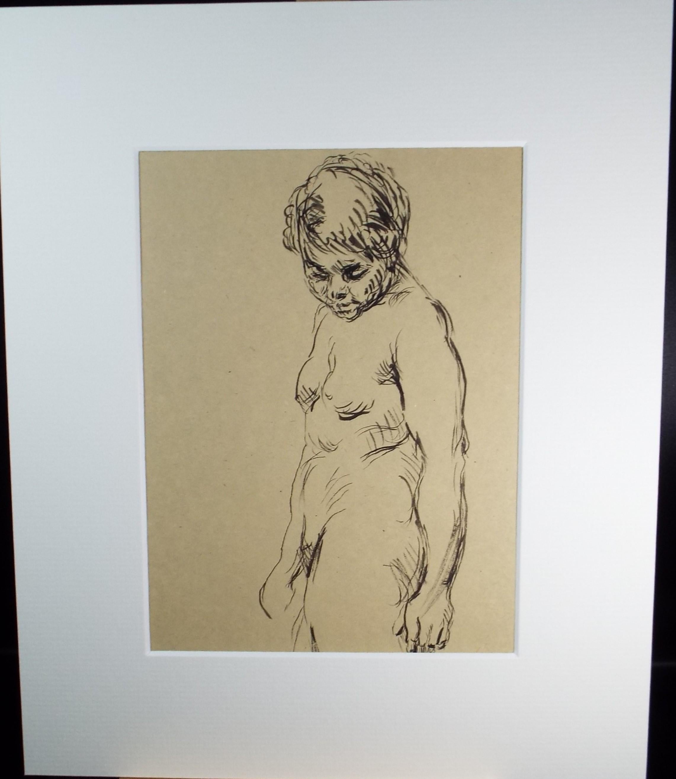 Original Pen & Ink, 'Portrait of a Woman', 1940's, Hilda Burford (1887-1957)