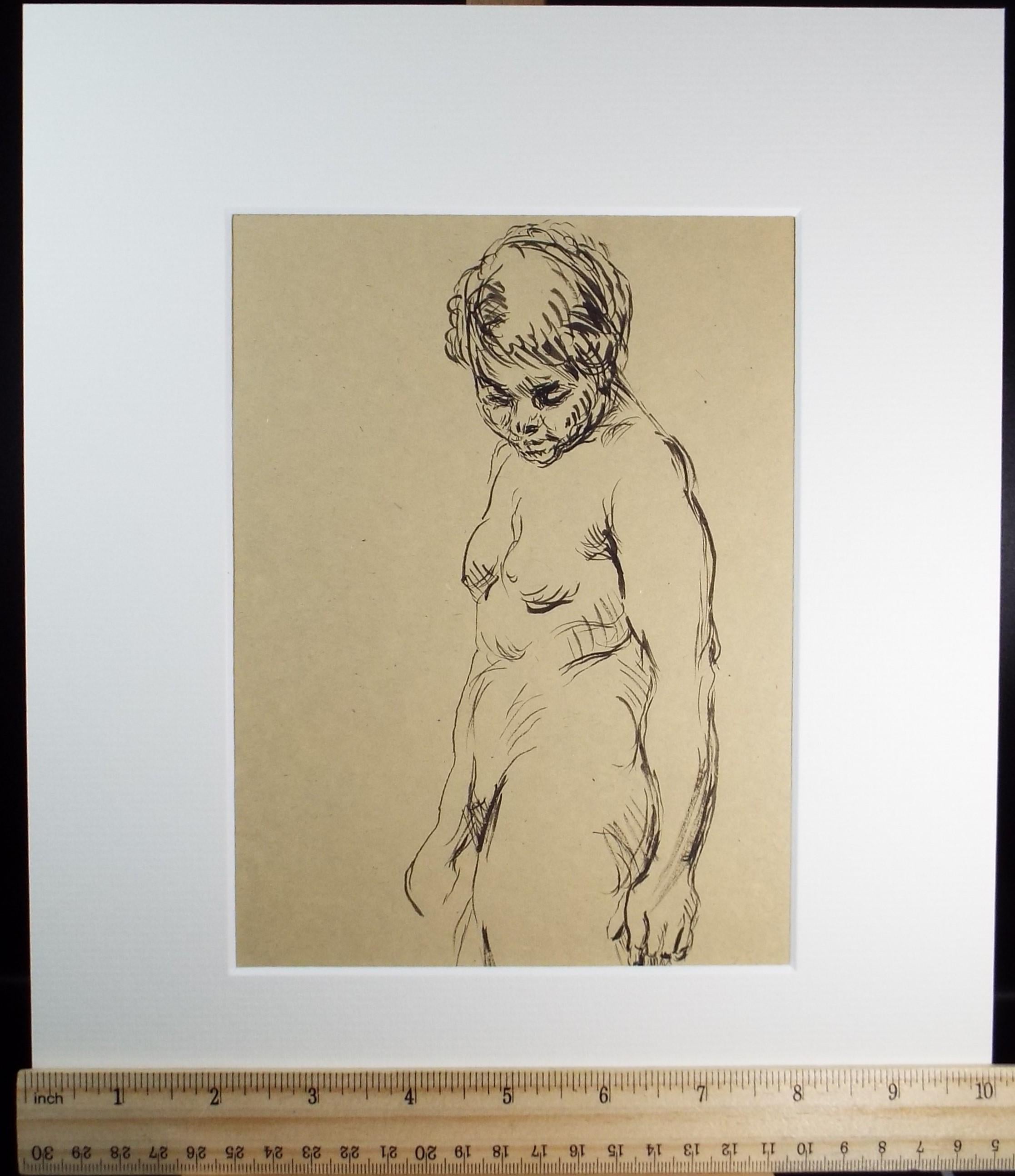 Original Pen & Ink, 'Portrait of a Woman', 1940's, Hilda Burford (1887-1957)