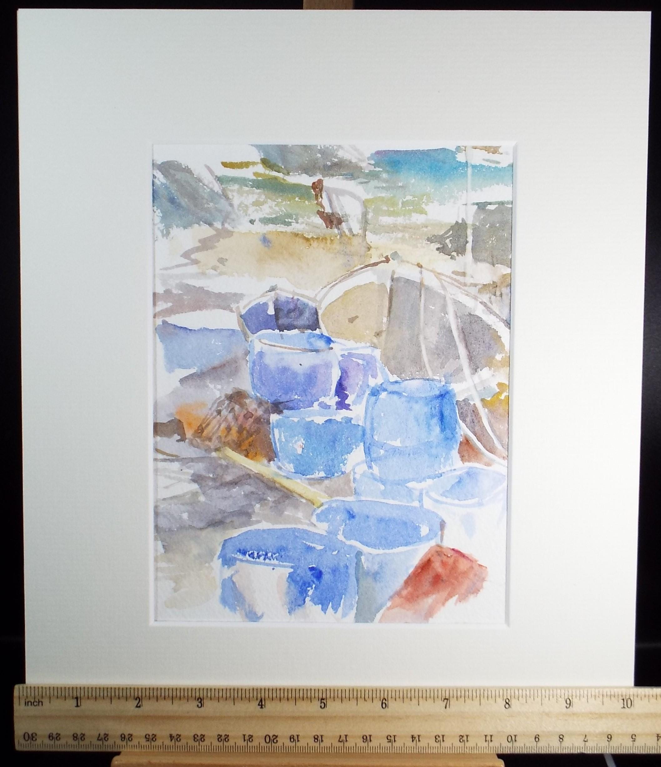 Original Ink & watercolour, 'Slipway', 1999, Michael Stone b1922