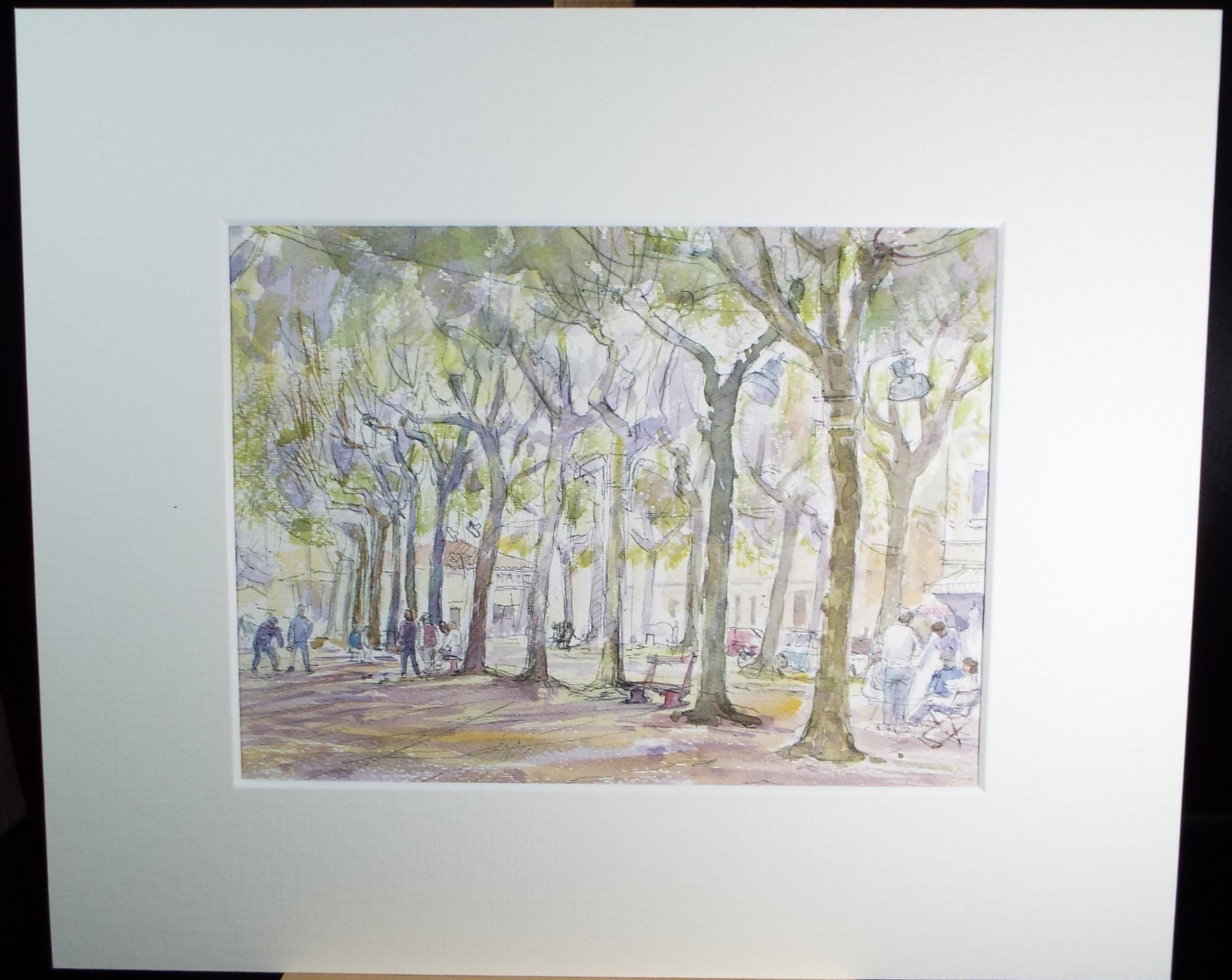 Original Ink & watercolour, 'Tree Lined Street', 1980's, Michael Stone b1922