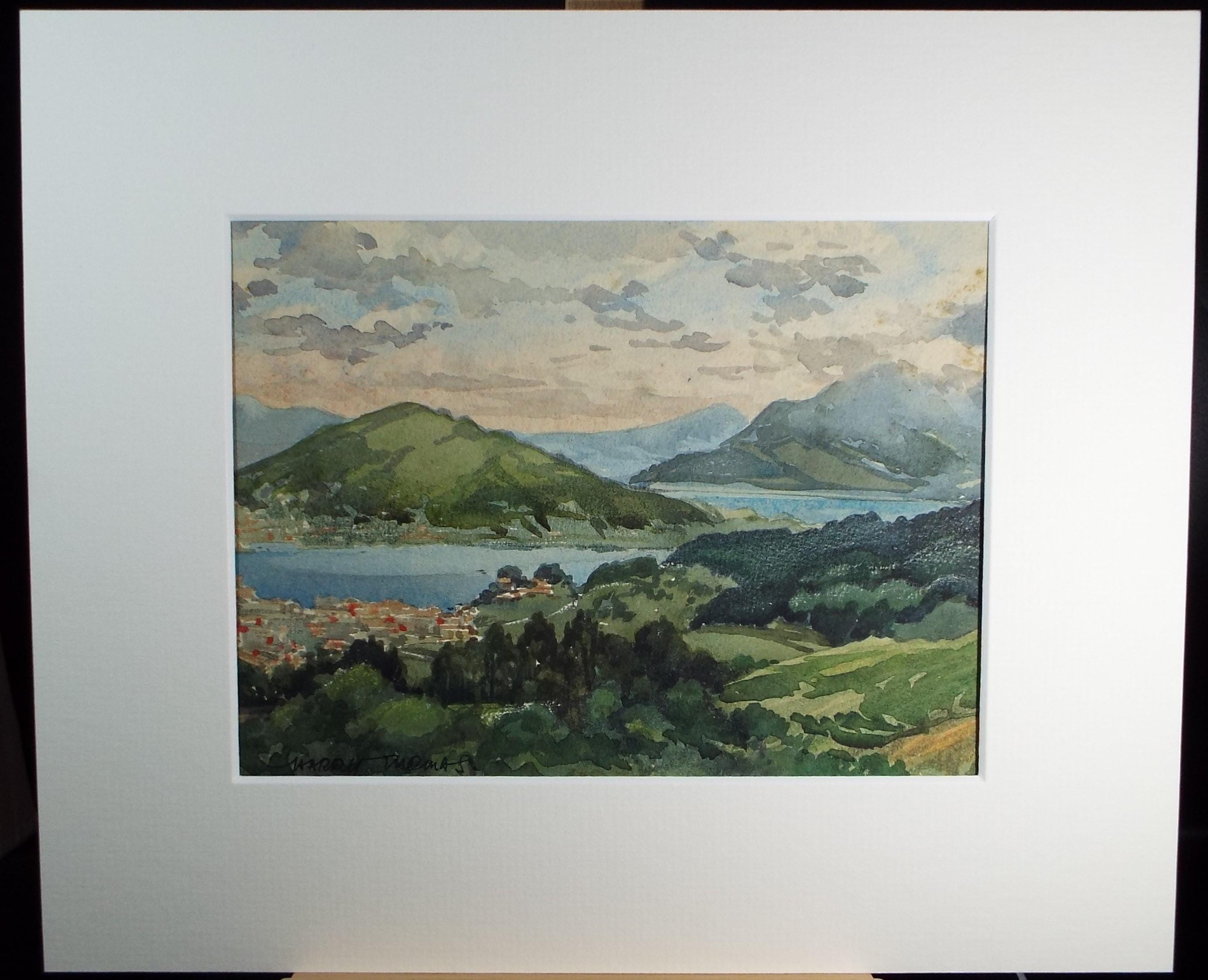 Original Watercolour, 'Continental Coastal View', 1920's, Harry Thomas