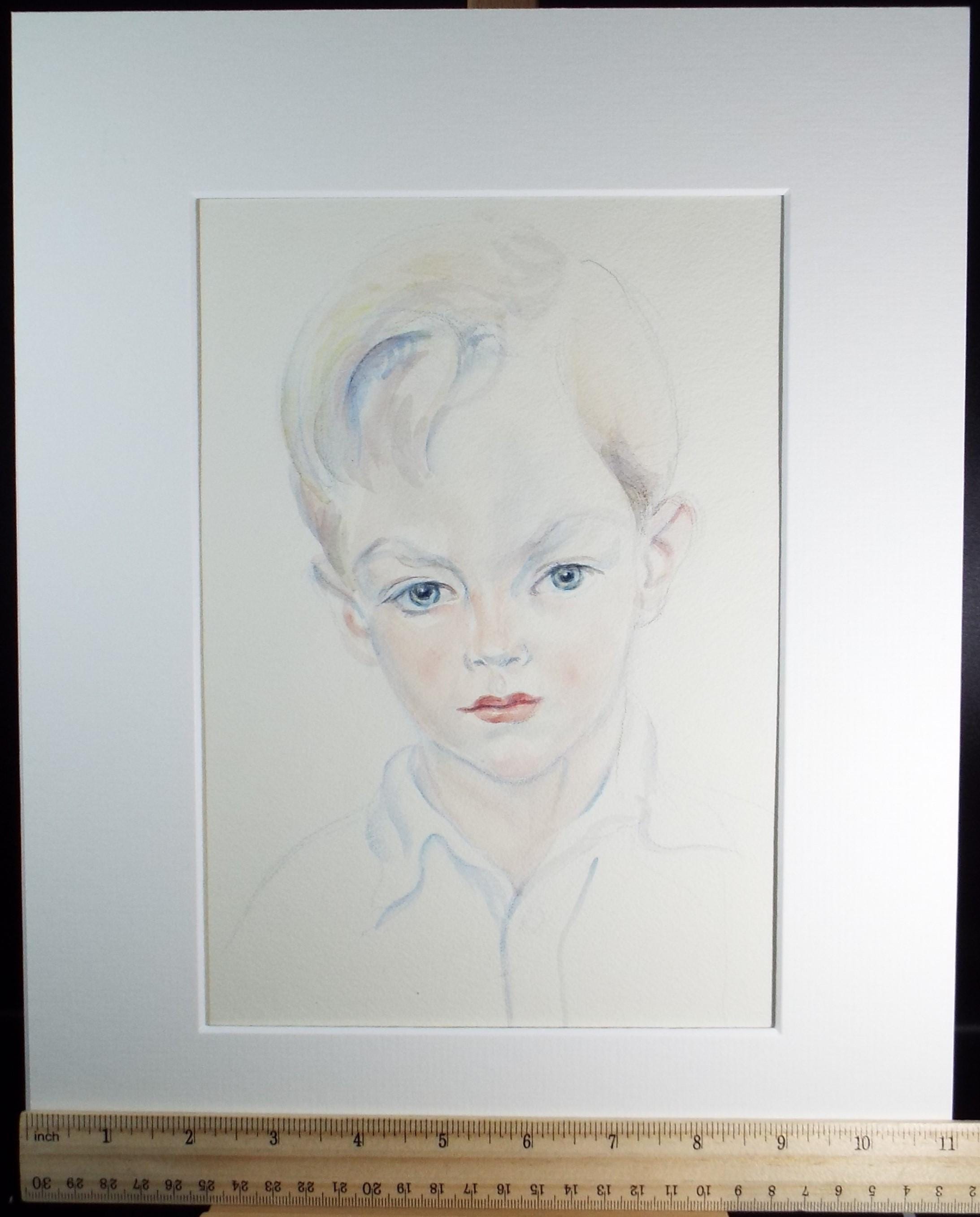 Original Watercolour , 'Portait of a Boy', c1950s, Athene Andrade (1908-1973)