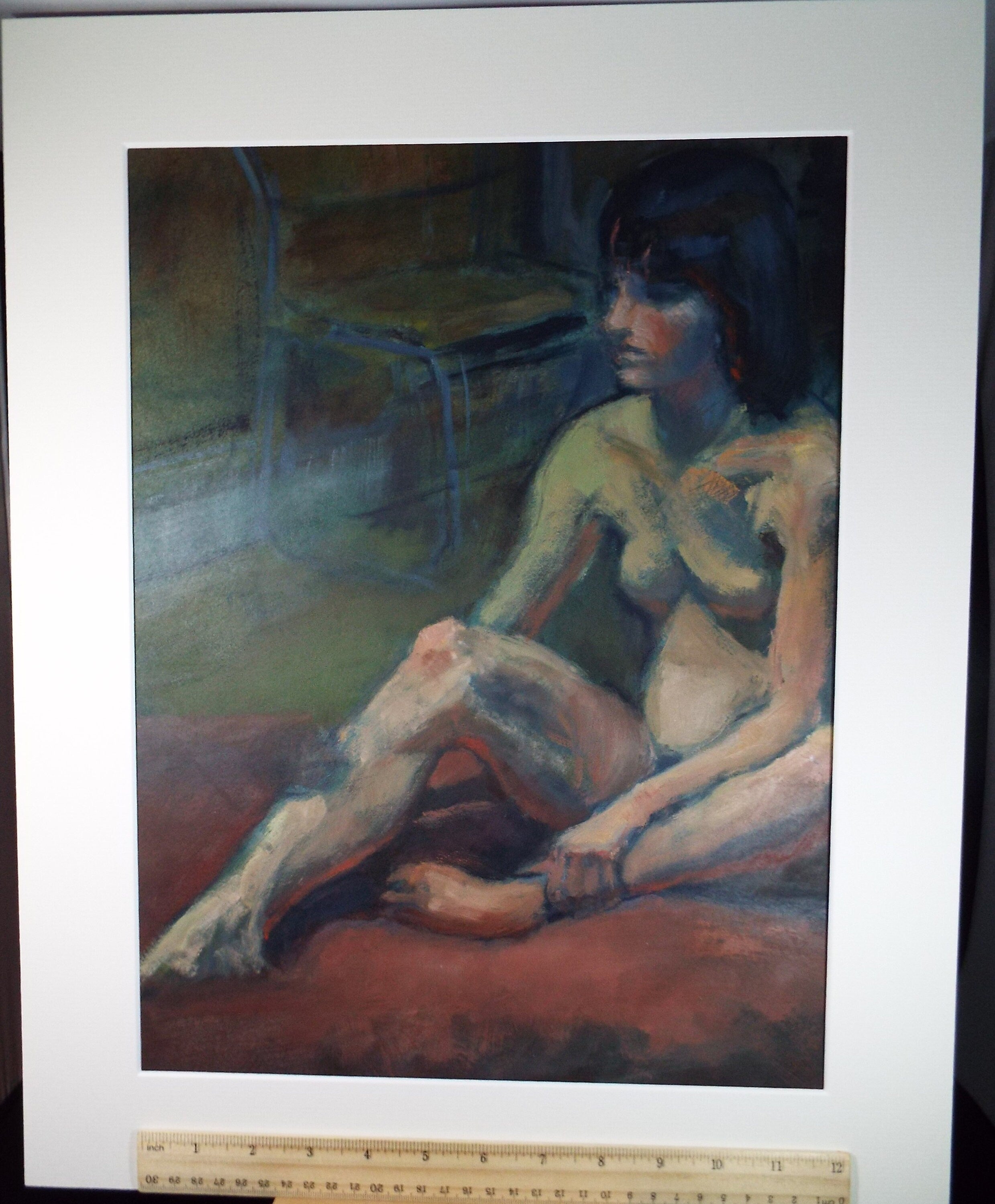 Original Oil & Acrylic 'Portrait of a seated Nude', Circa 1980's, Artist unknown