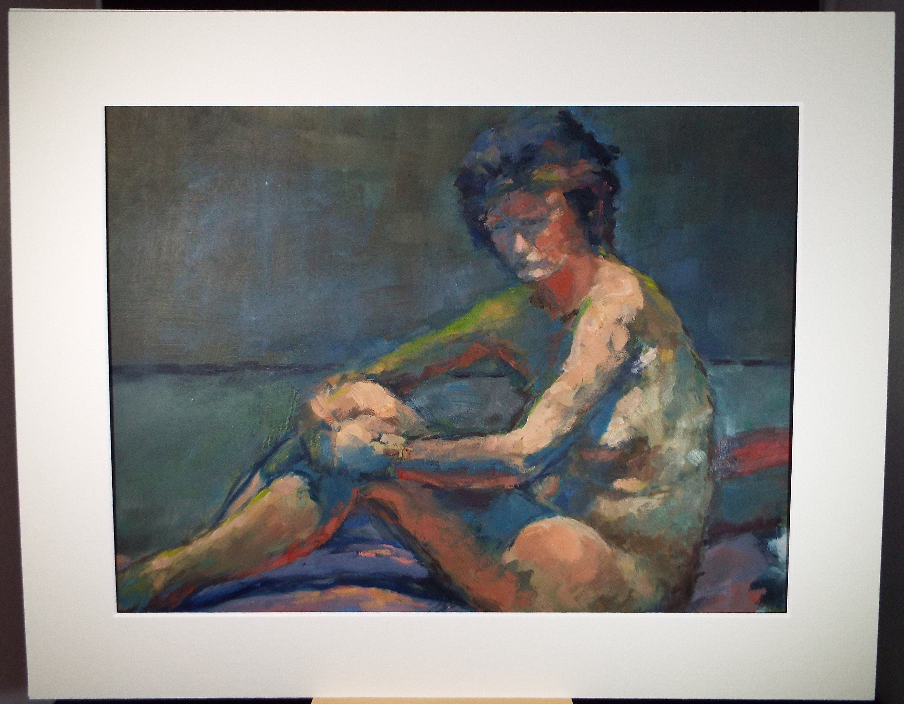 Original Oil & Acrylic 'Portrait of a seated Nude', Circa 1980's, Artist unknown