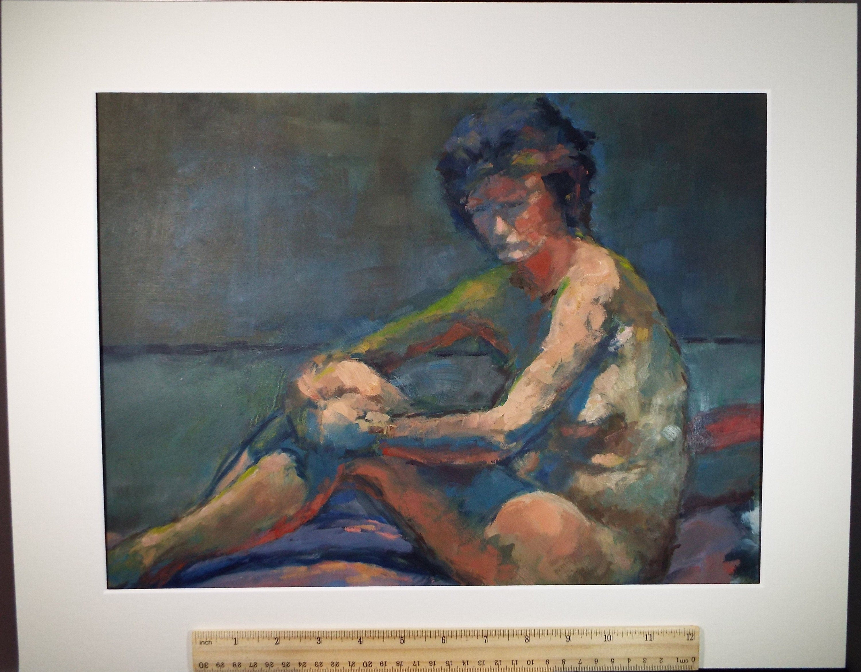 Original Oil & Acrylic 'Portrait of a seated Nude', Circa 1980's, Artist unknown