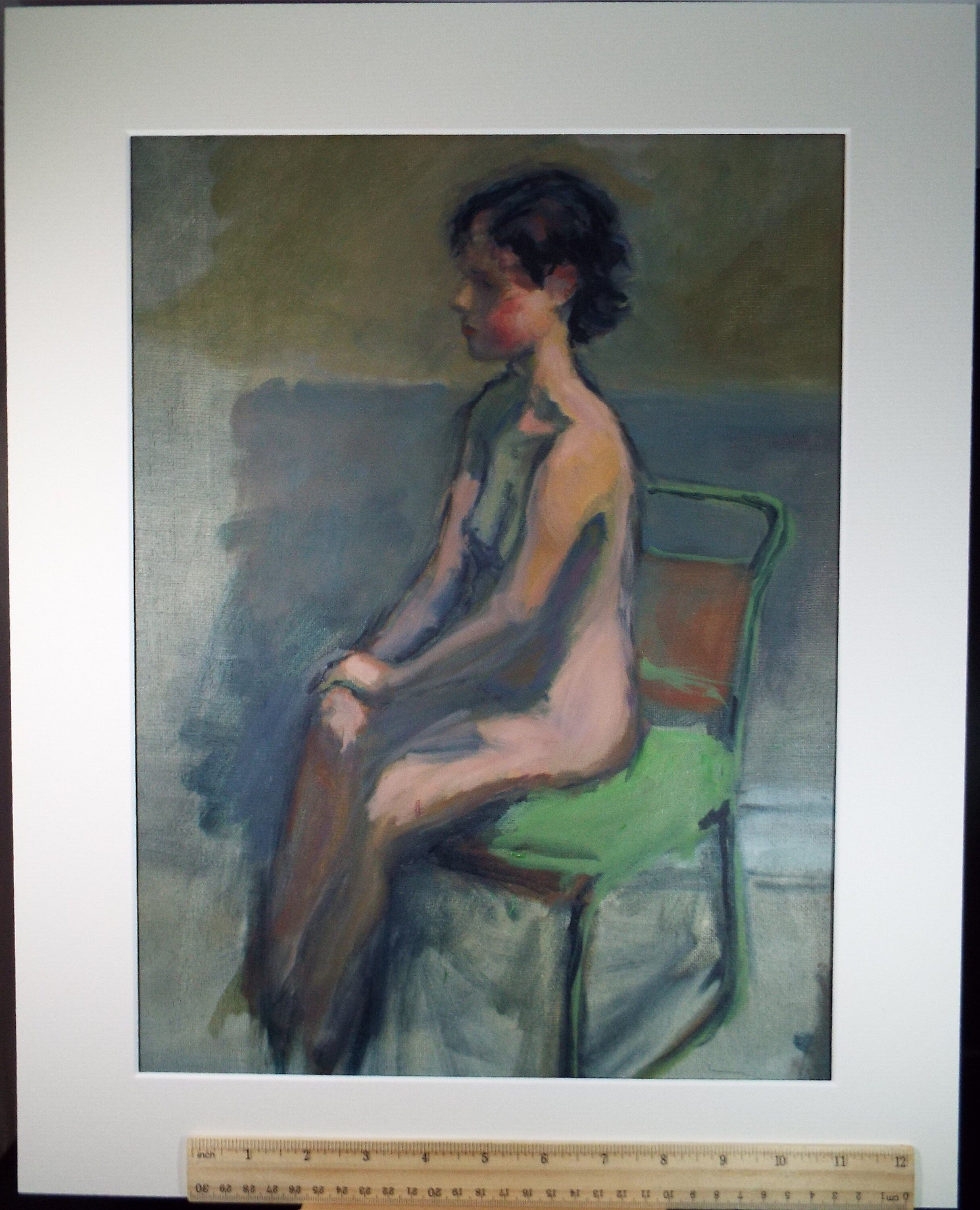 Original Oil & Acrylic 'Nude seated in a chair', Circa 1980's, Artist unknown
