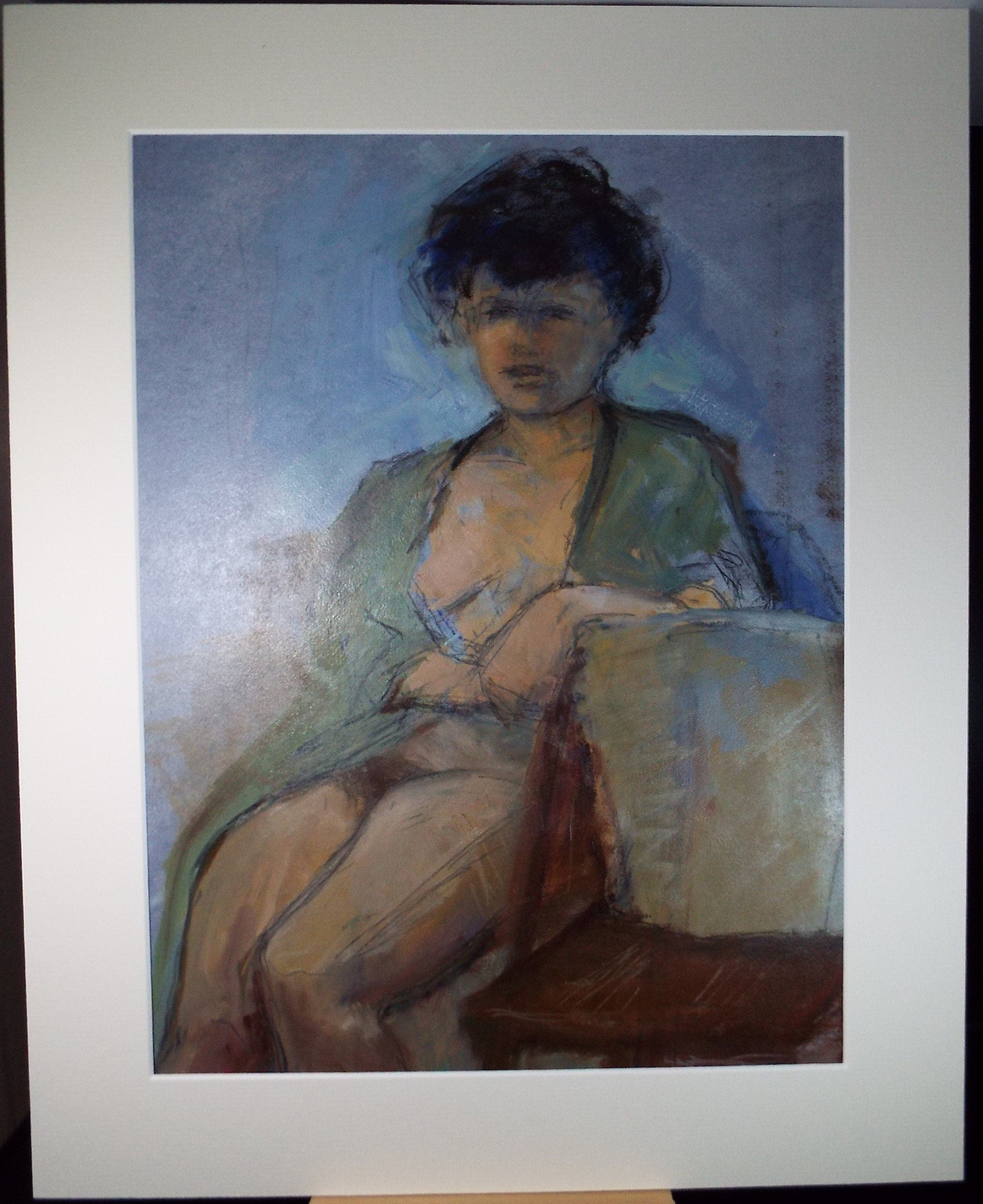Original Oil & Acrylic 'Figure with green shawl', Circa 1980's, Artist unknown