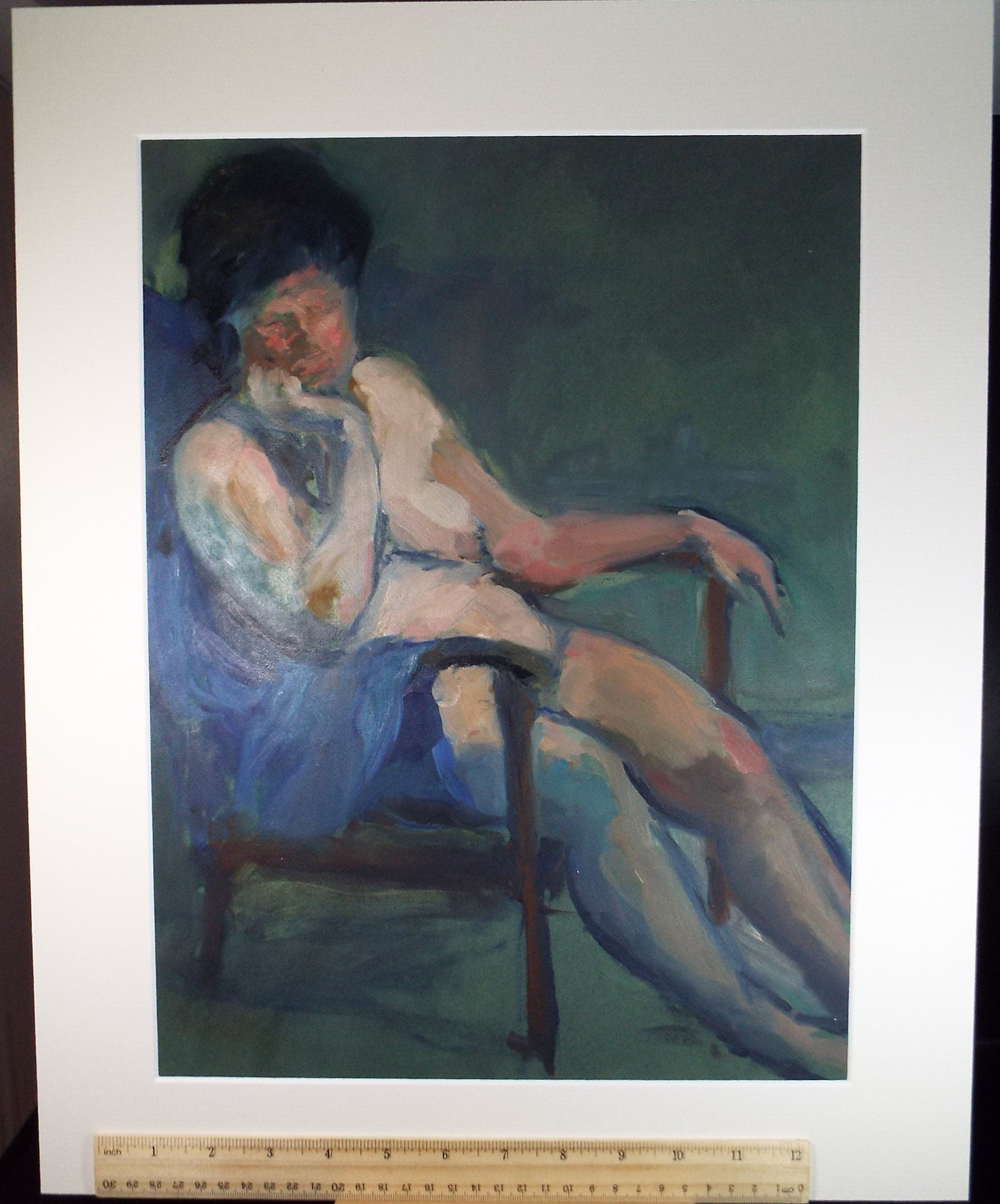 Original Oil & Acrylic 'Seated Nude', Circa 1980's, Artist unknown