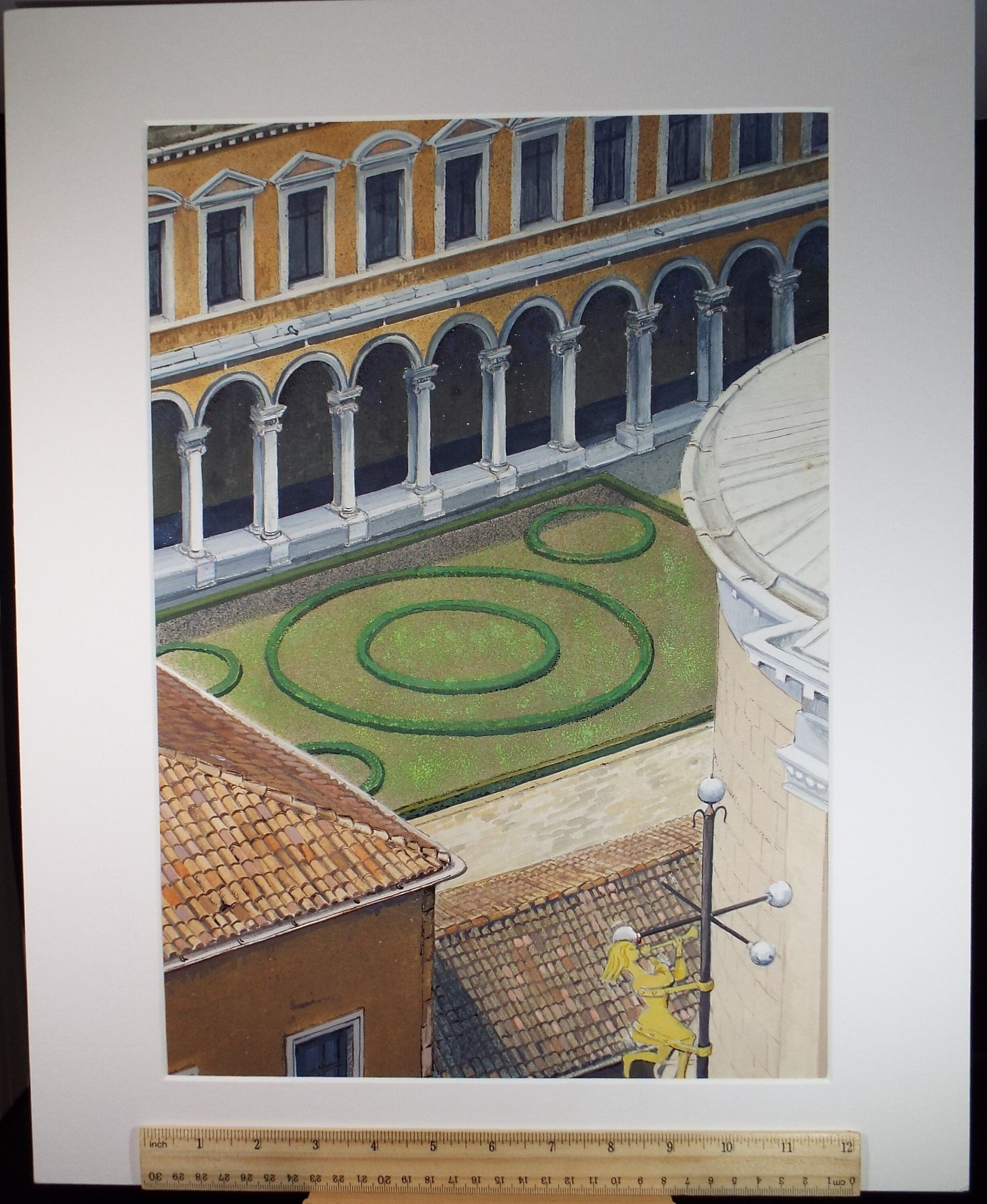 Original Watercolour, 'Italian Cloisters', Falconer Houston, Circa 1990's